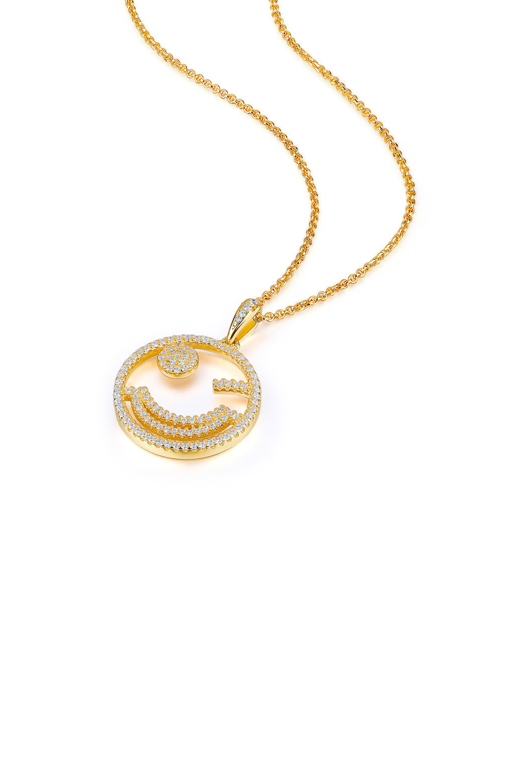 Emoji Naughty Wink Gold Plated Silver Necklace Detail