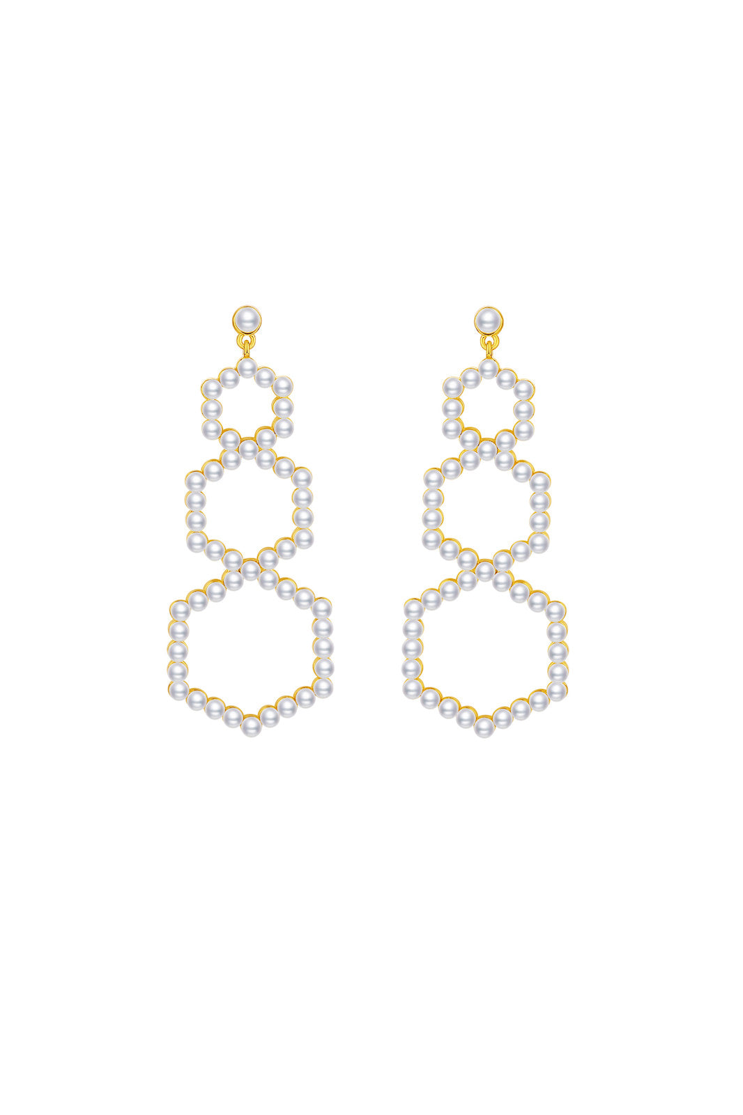 Gold Plated Silver Pearl Pavé Set Oversized Earrings