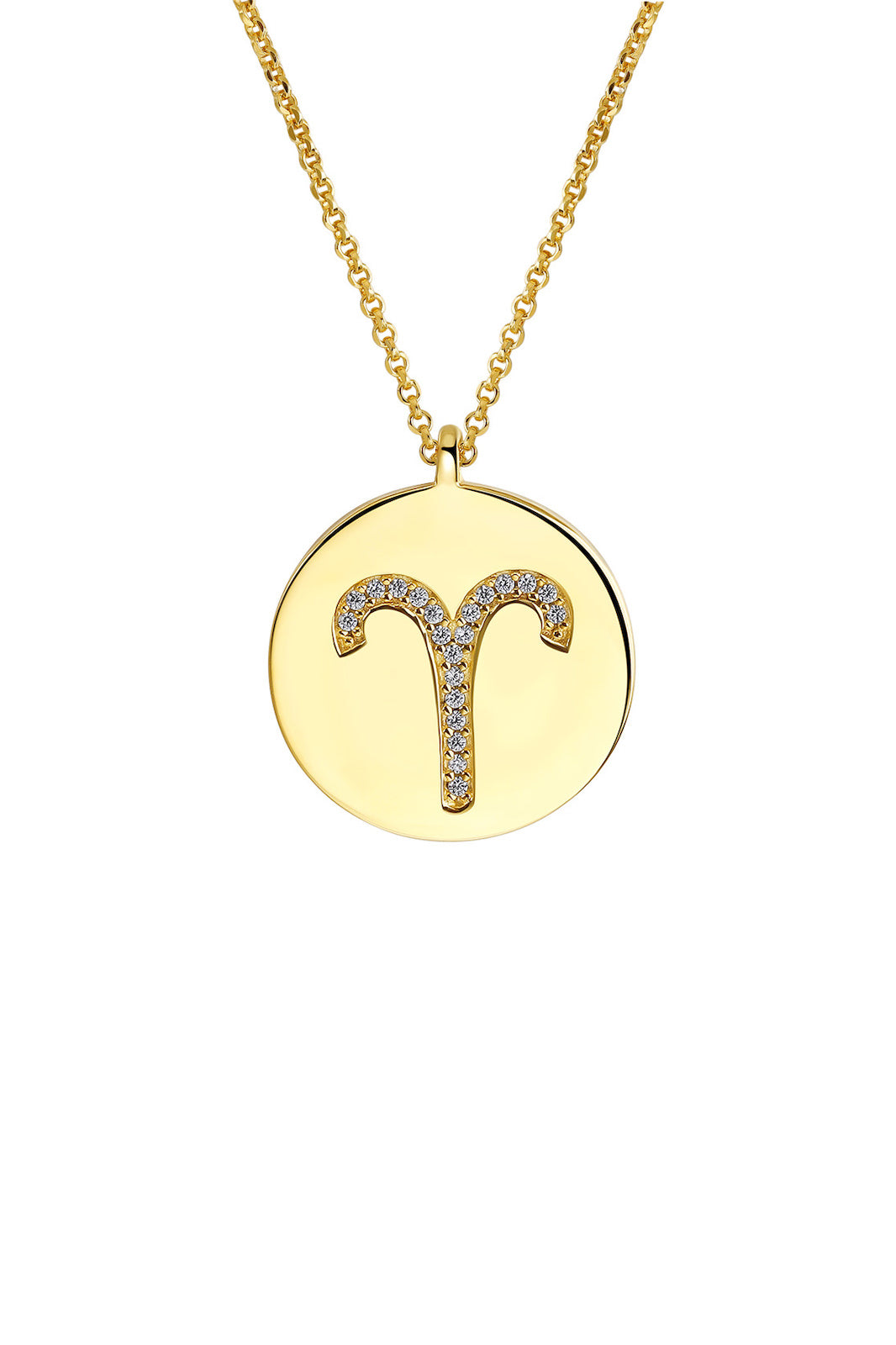 Gold Plated Silver Zodiac Necklace - Aries Side View
