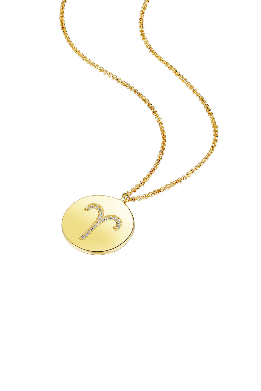 Gold Plated Silver Zodiac Necklace - Aries Side View