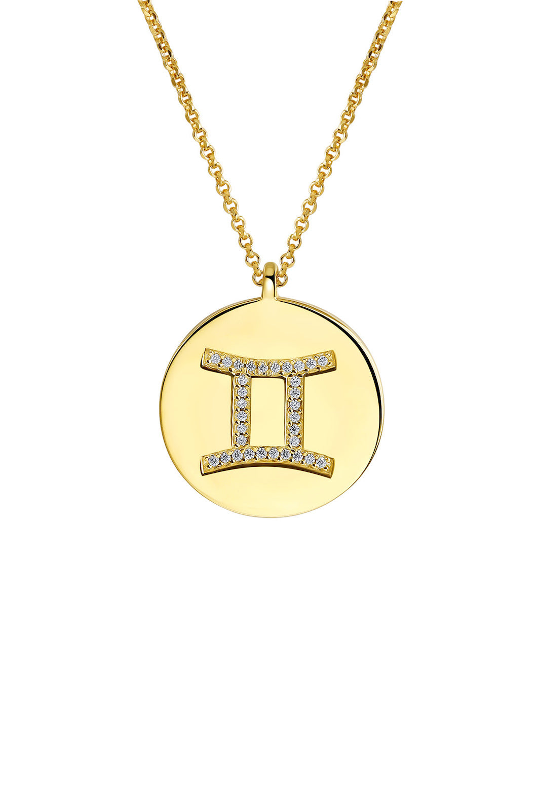 Gold Plated Silver Zodiac Necklace - Gemini Side VIEW
