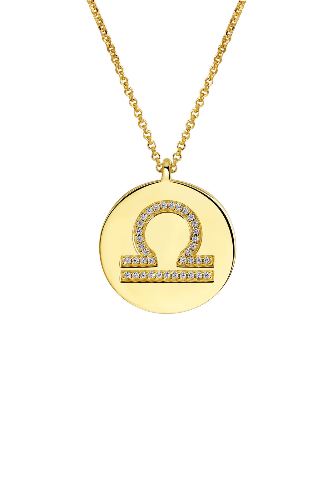 Gold Plated Silver Zodiac Necklace - Libra Side View
