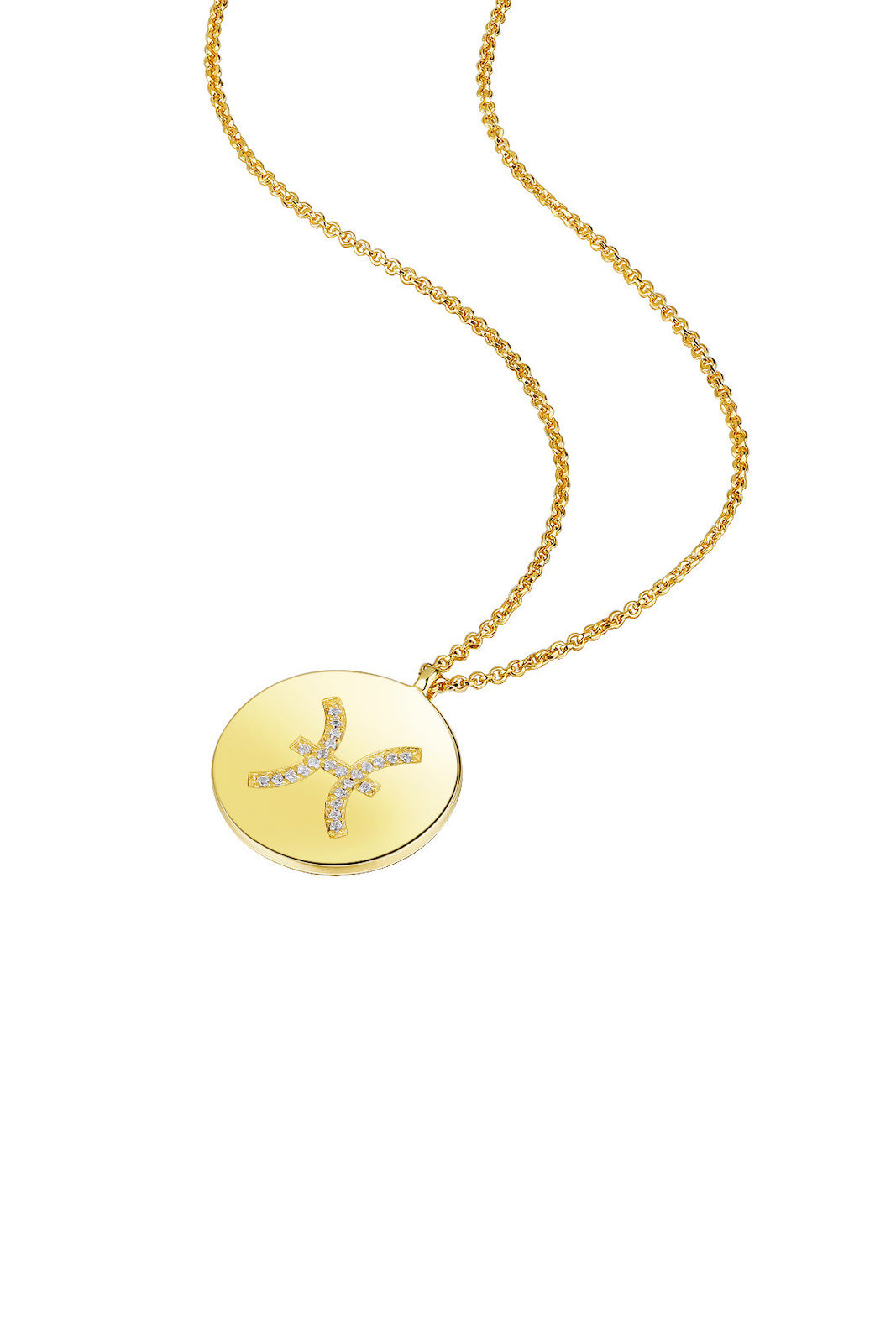 Gold Plated Silver Zodiac Necklace - Pisces Side
