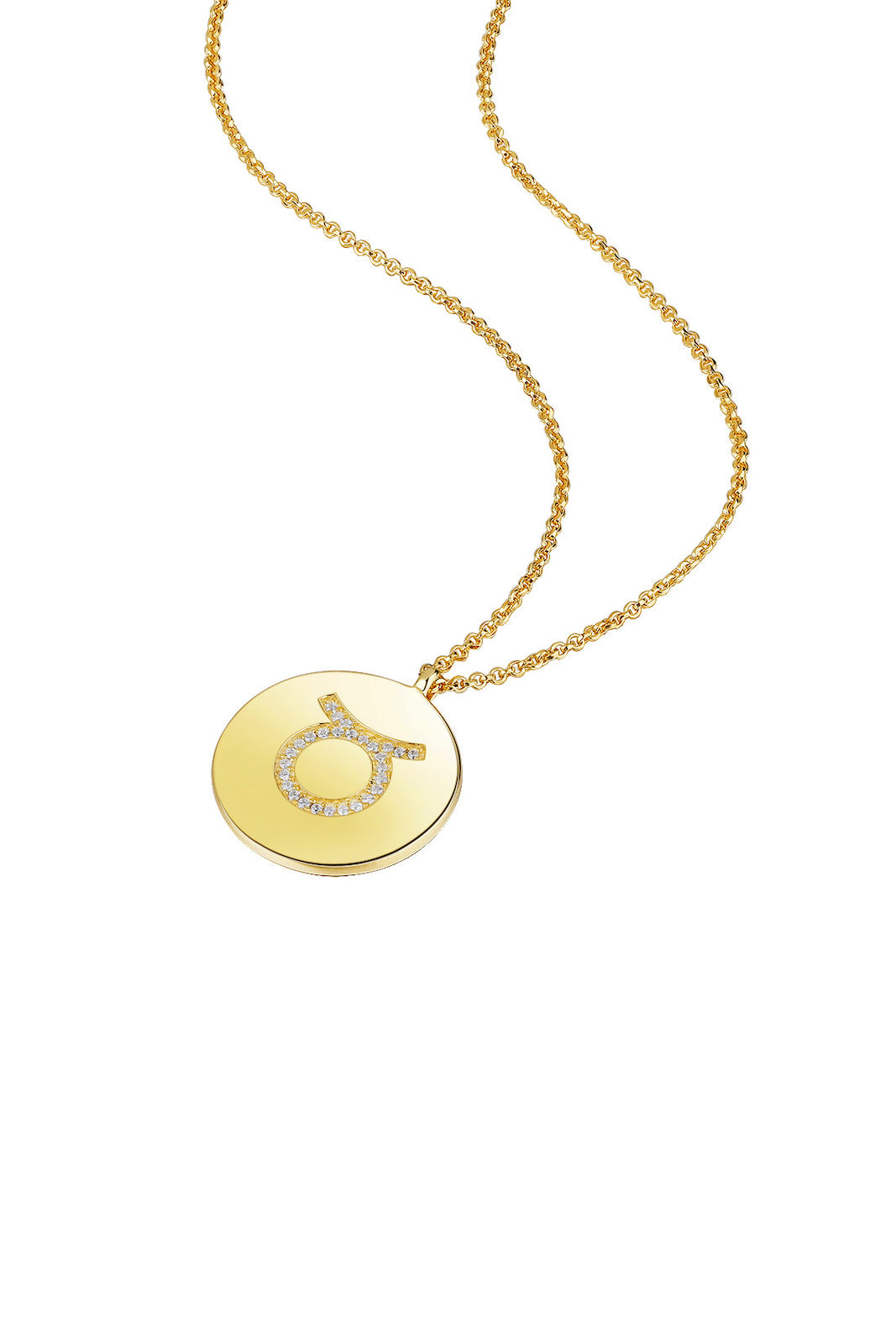 Gold Plated Silver Zodiac Necklace - Taurus Side View