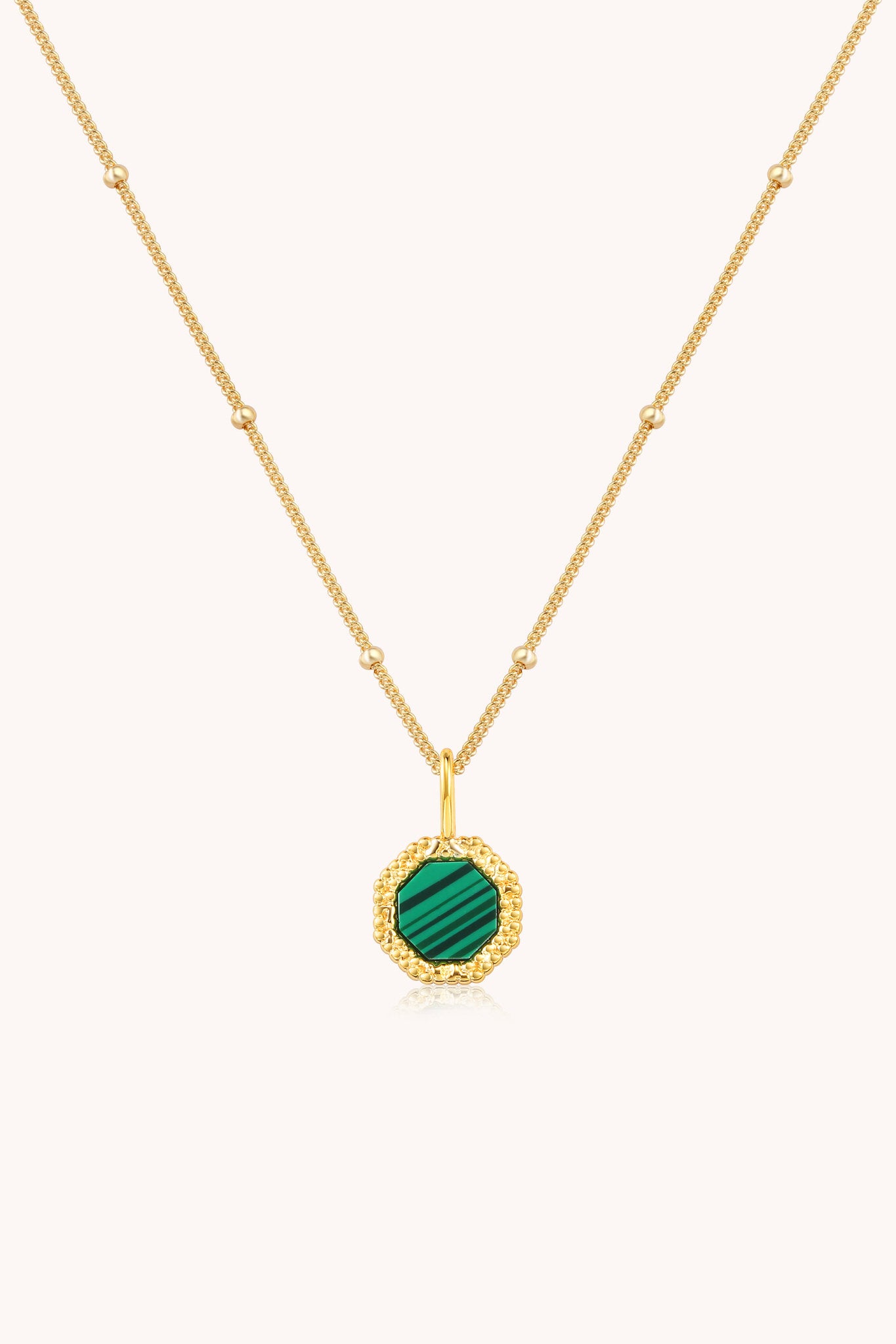 Green Malachite Necklace Gold Vermeil