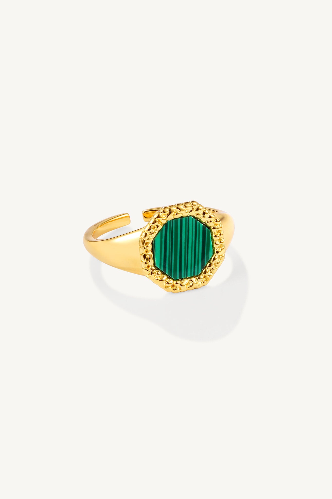Green Malachite Open Ring Gold Vermeil