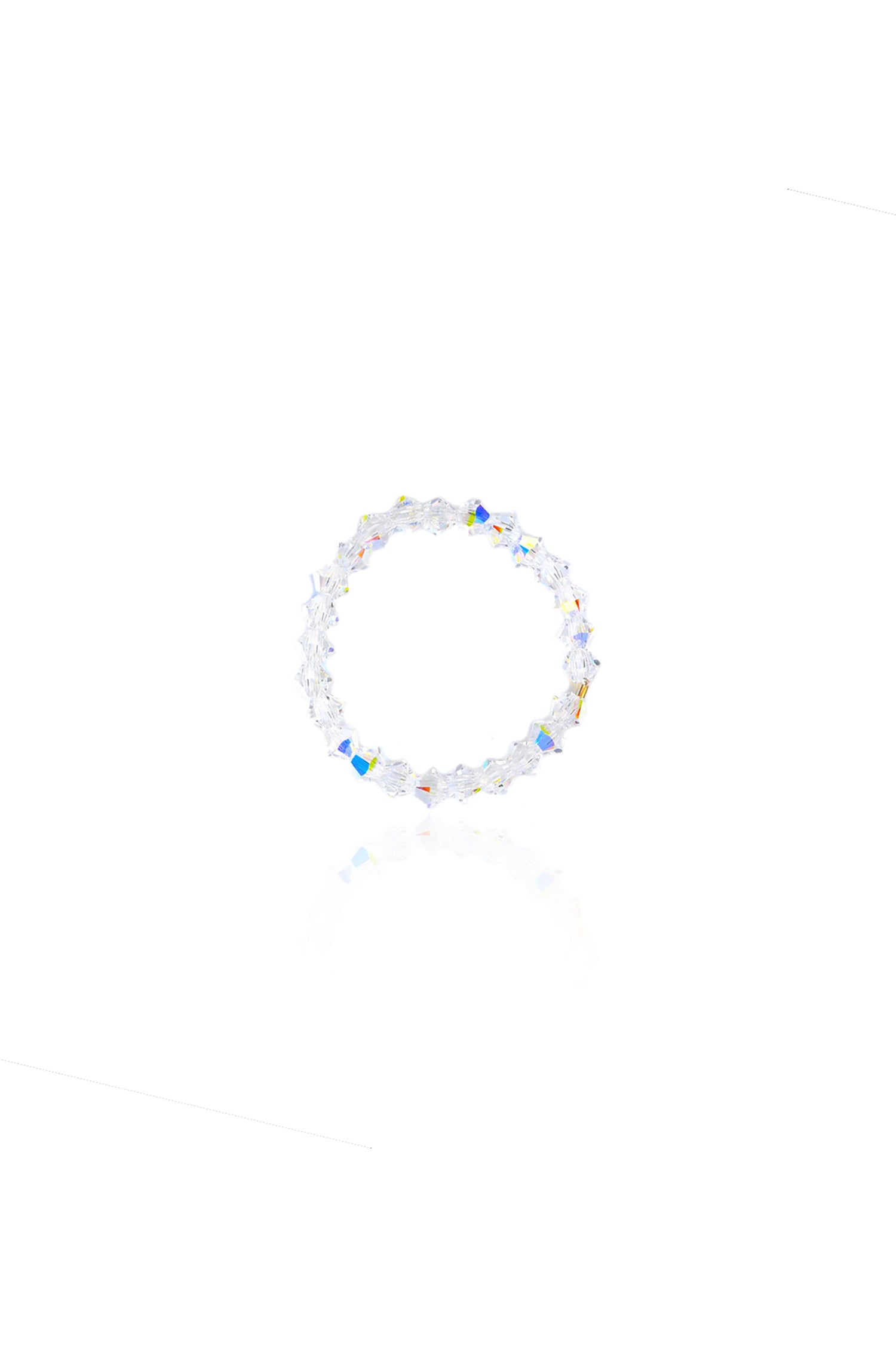 Handmade White Sparkle Swarovski Crystal Bead Ring 14k Gold Filled White Background