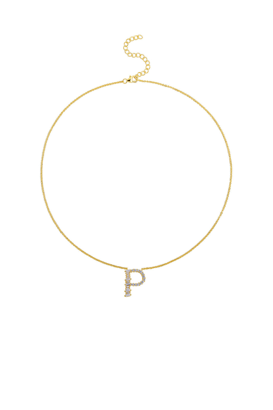 Gold Plated Sterling Silver Initial Necklace - Letter P Detail