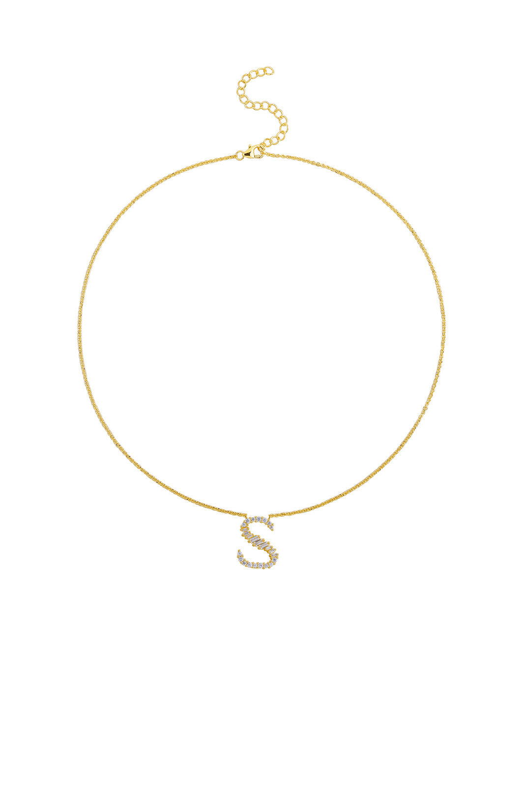 Gold Plated Sterling Silver Initial Necklace - Letter S Detail
