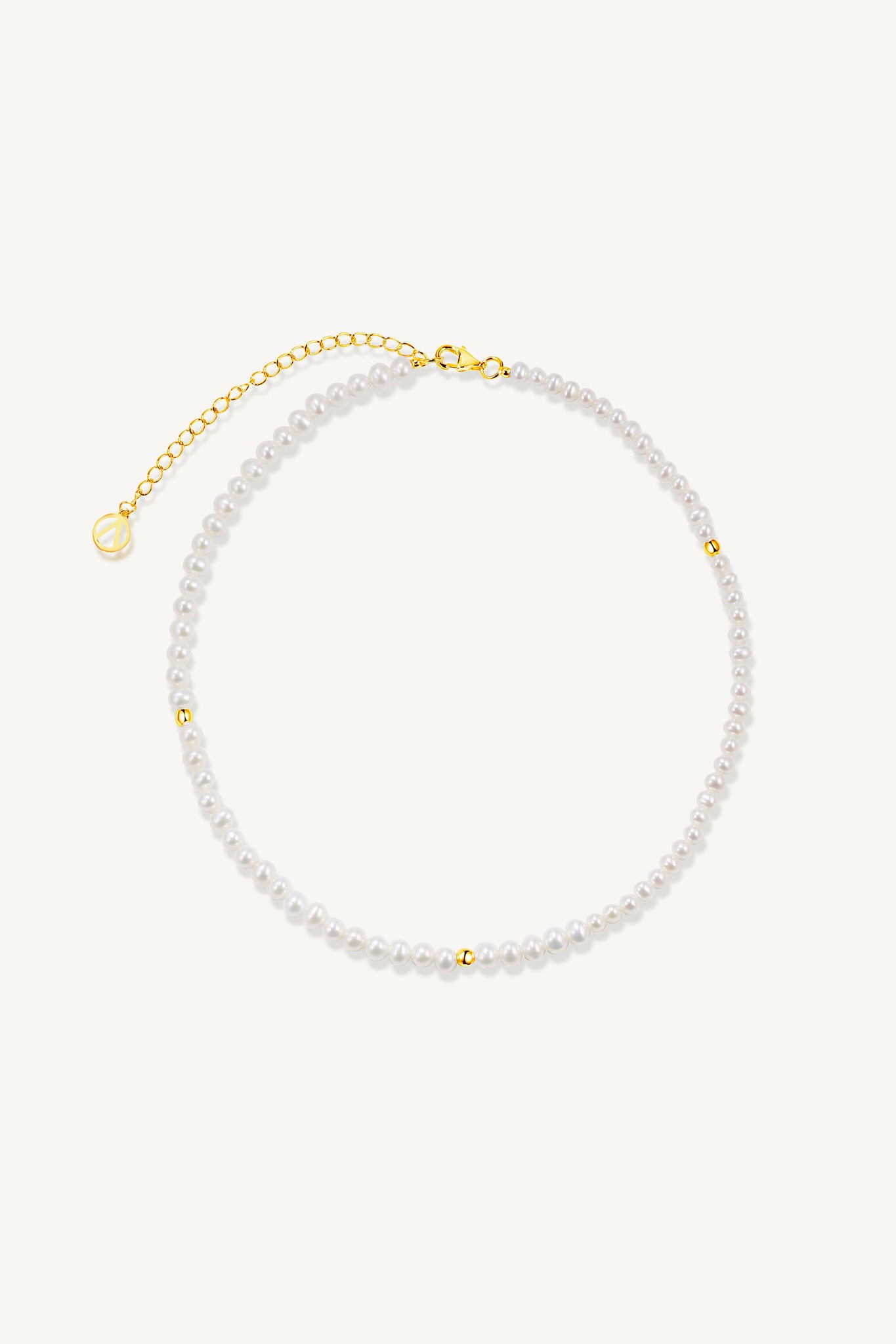 Round Freshwater Pearl with Organic Shaped Beads Choker Gold Vermeil