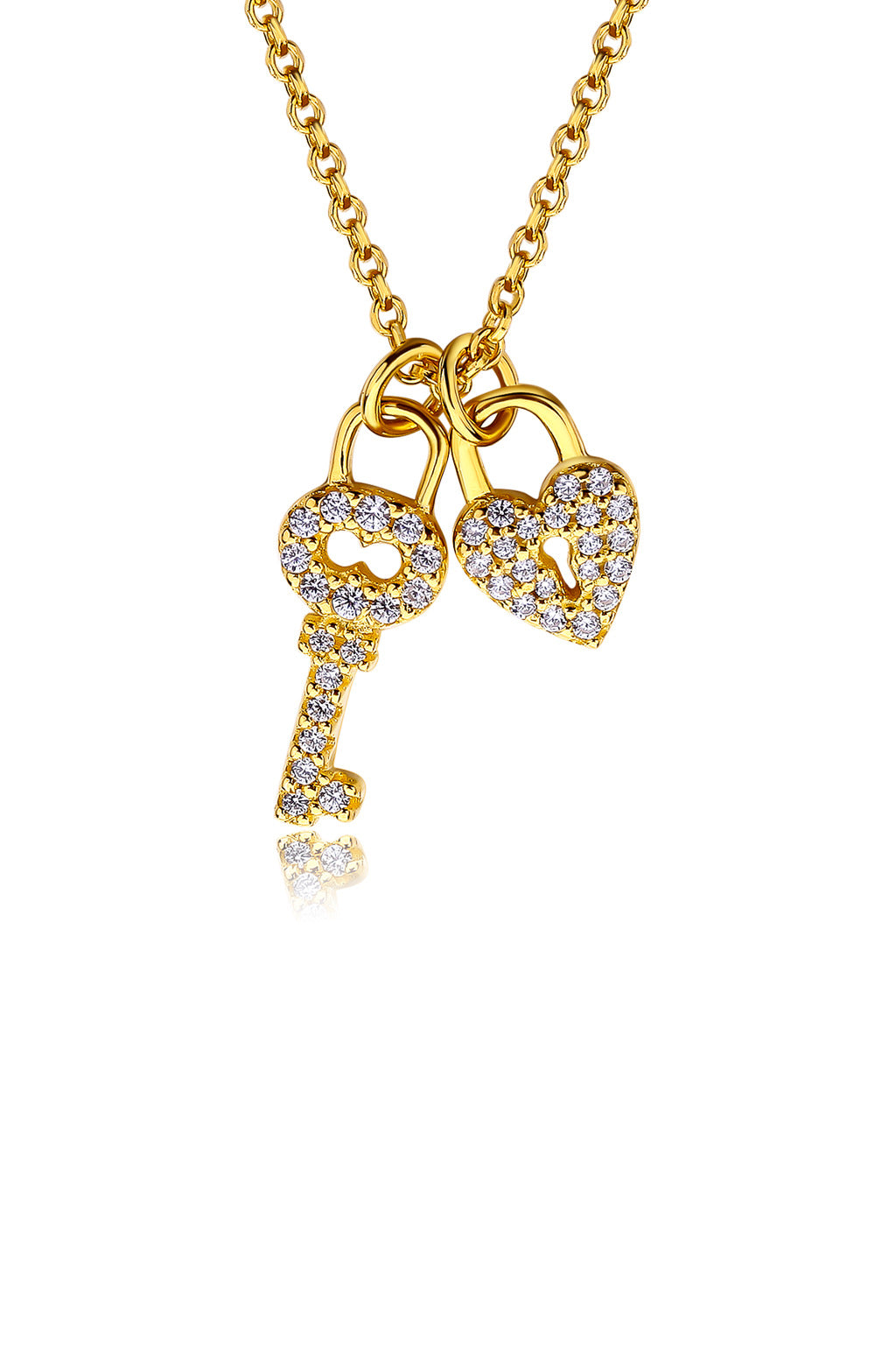 Valentine's Day Special Love Key & Padlock Silver Necklace Detail