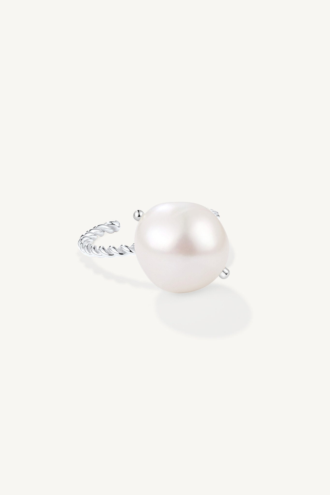 Baroque Pearl Open Twist Ring Sterling Silver