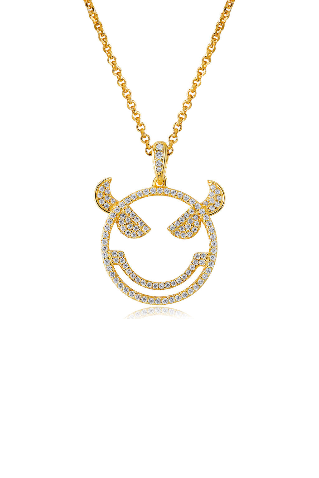 Emoji Evil Monster Gold Plated Silver Necklace Detail