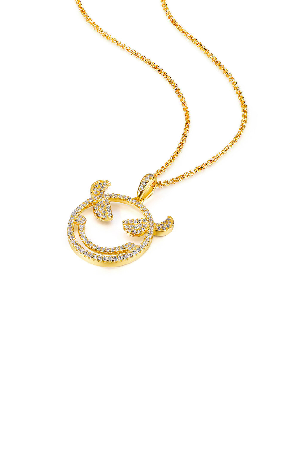 Emoji Evil Monster Gold Plated Silver Necklace Detail