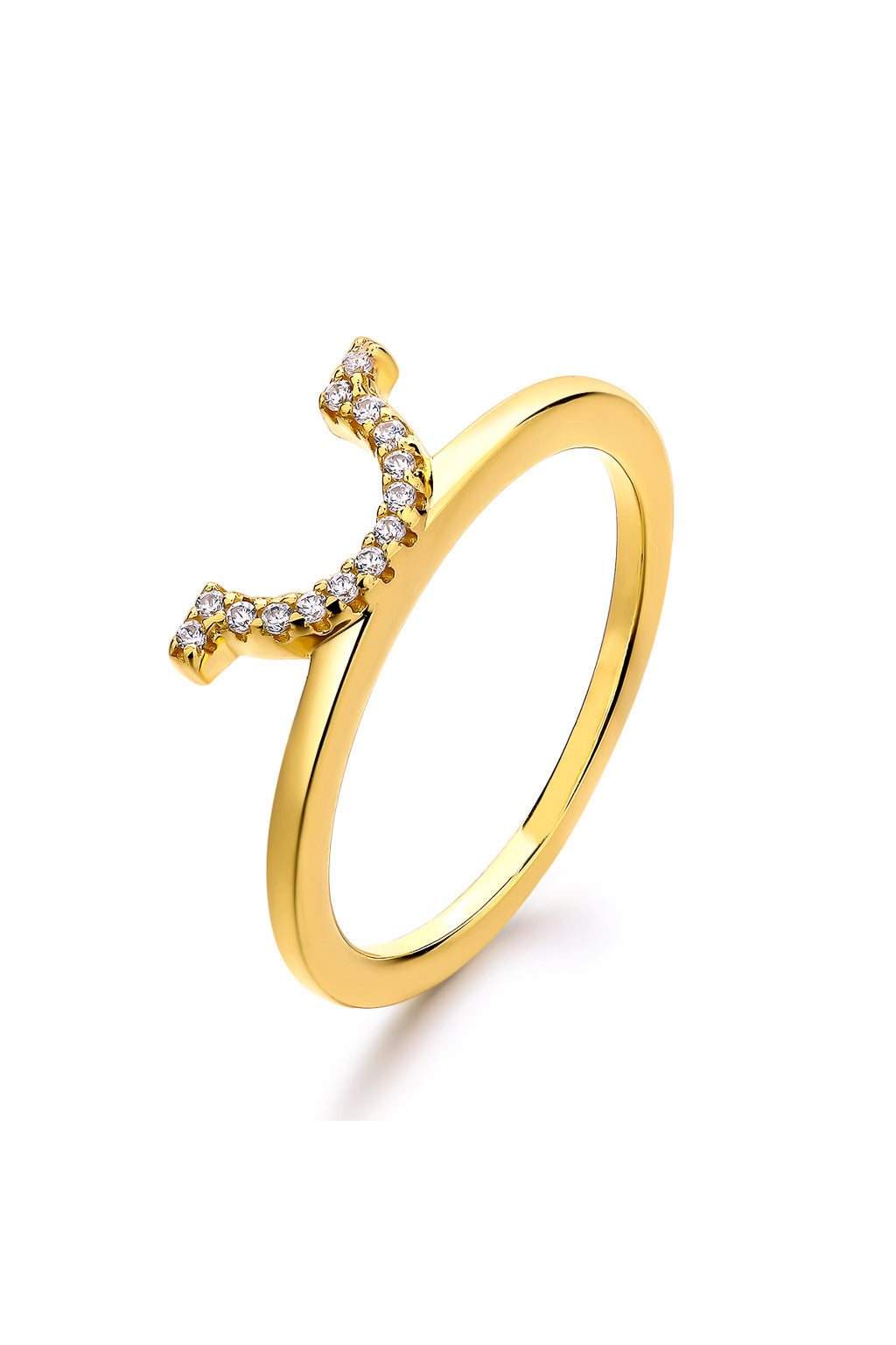 Emoji Smile Gold Plated Silver Ring