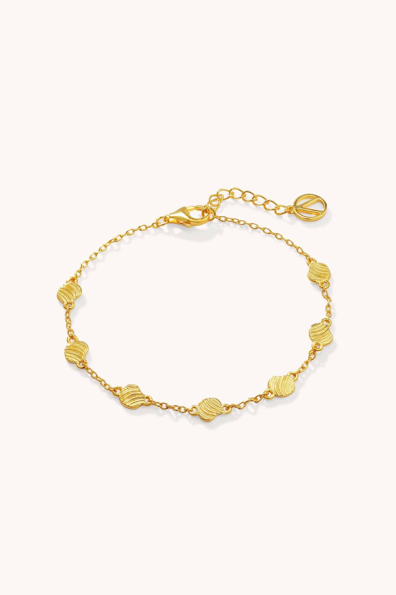 Engraved Shell Lines Chain Bracelet Gold Vermeil