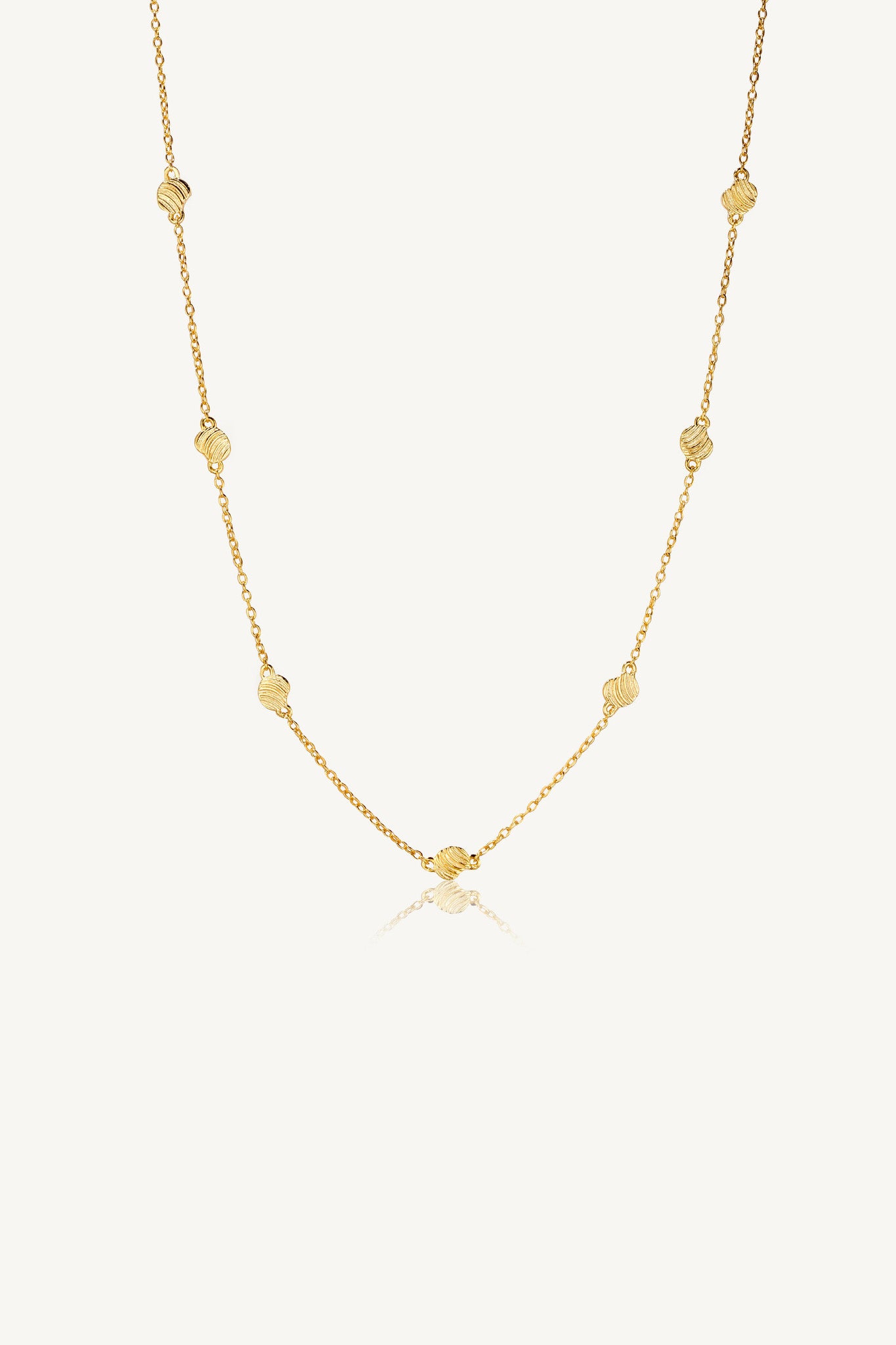 Engraved Shell Lines Chain Necklace Gold Vermeil 