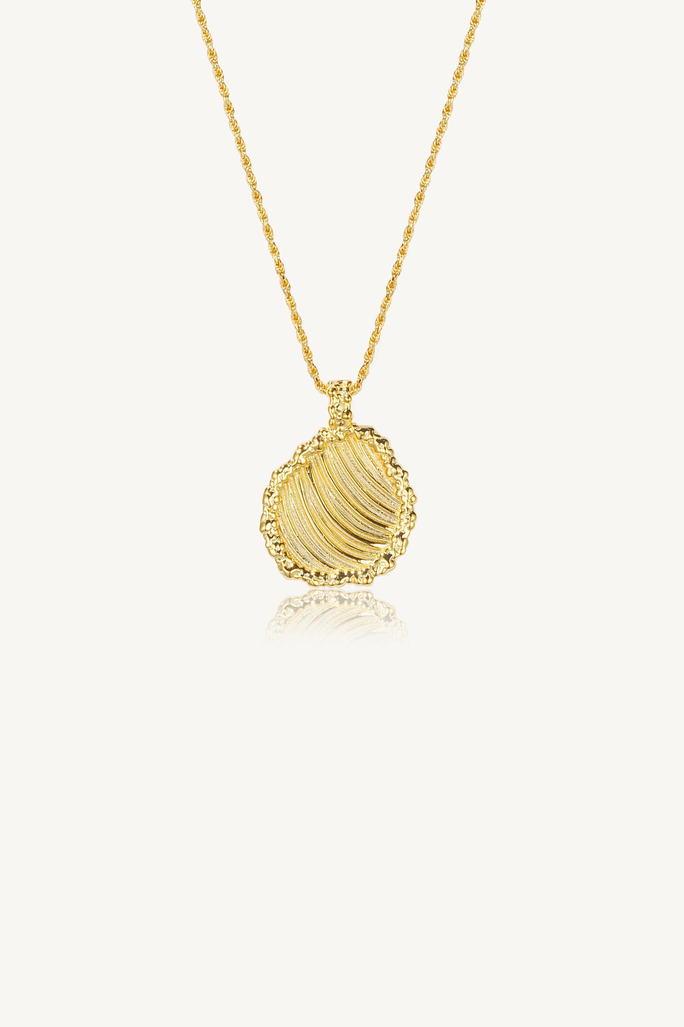 Engraved Shell Lines Pendant Necklace Gold Vermeil - AVILIO SILVER JEWELLERY 