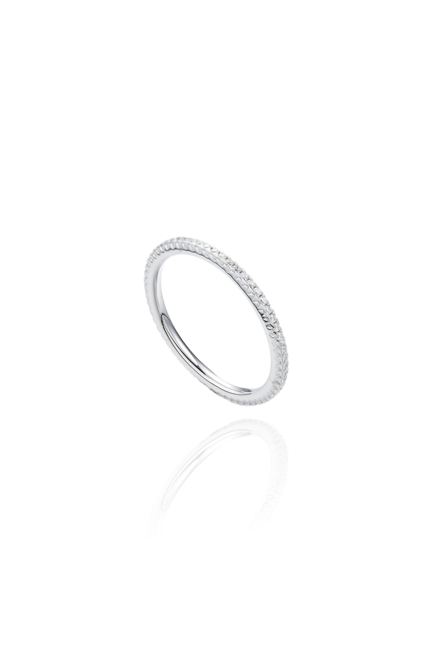  Eternity Pave Ring Sterling Silver White Background