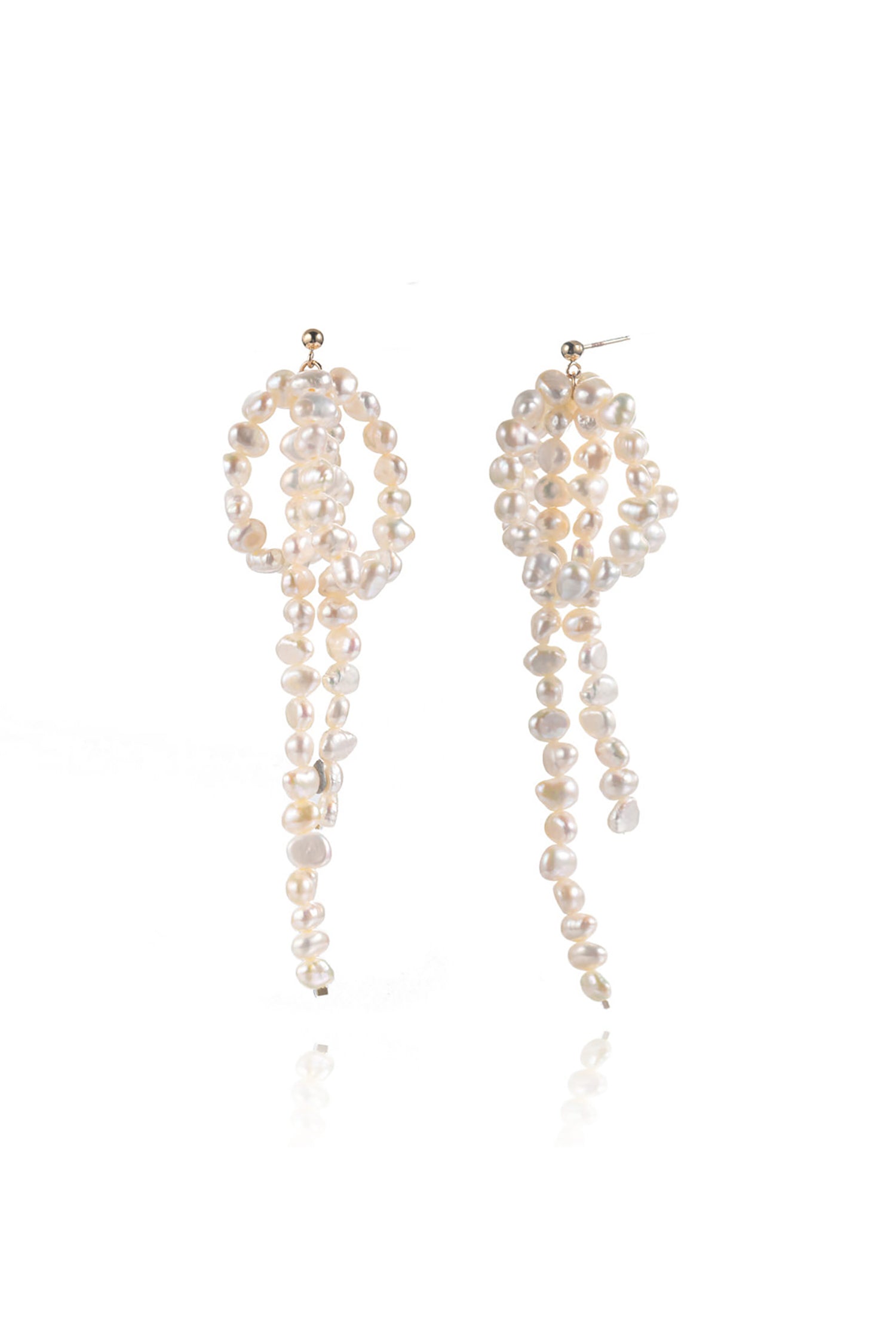 Freshwater Baroque Pearls Flower Design Earrings 14k Gold Filled White Background