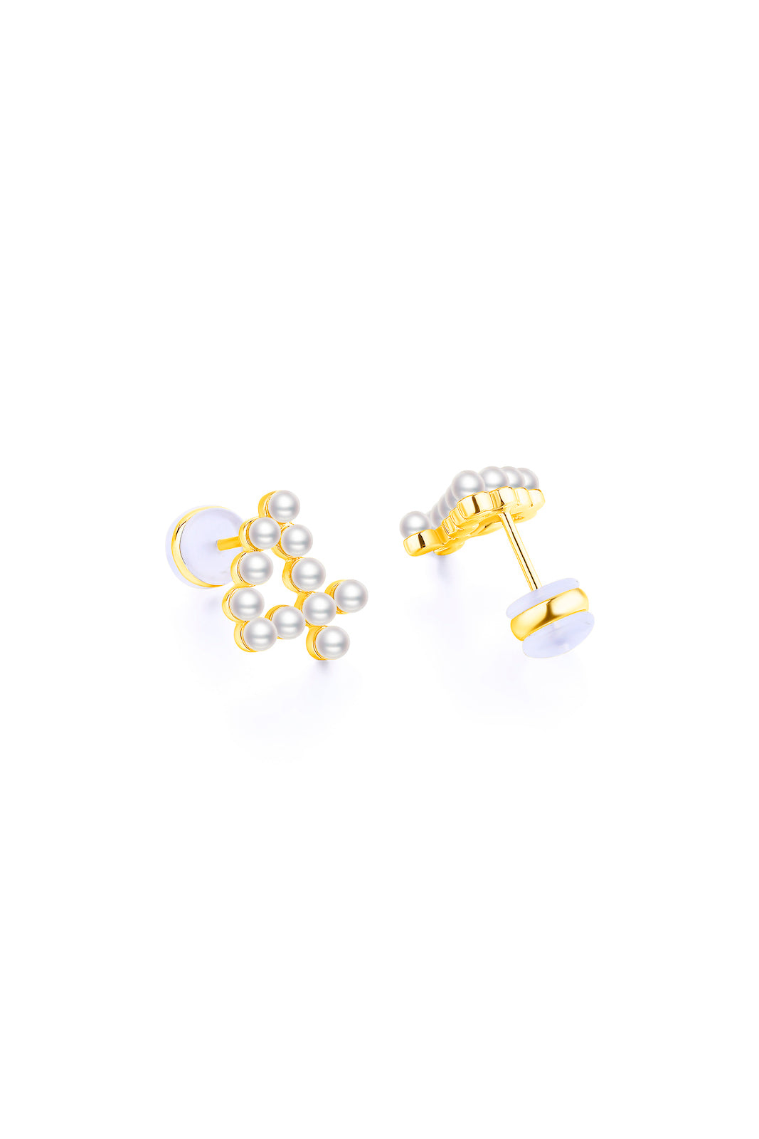 Gold Plated Silver Pearl Ear Studs - Number 4 Back View