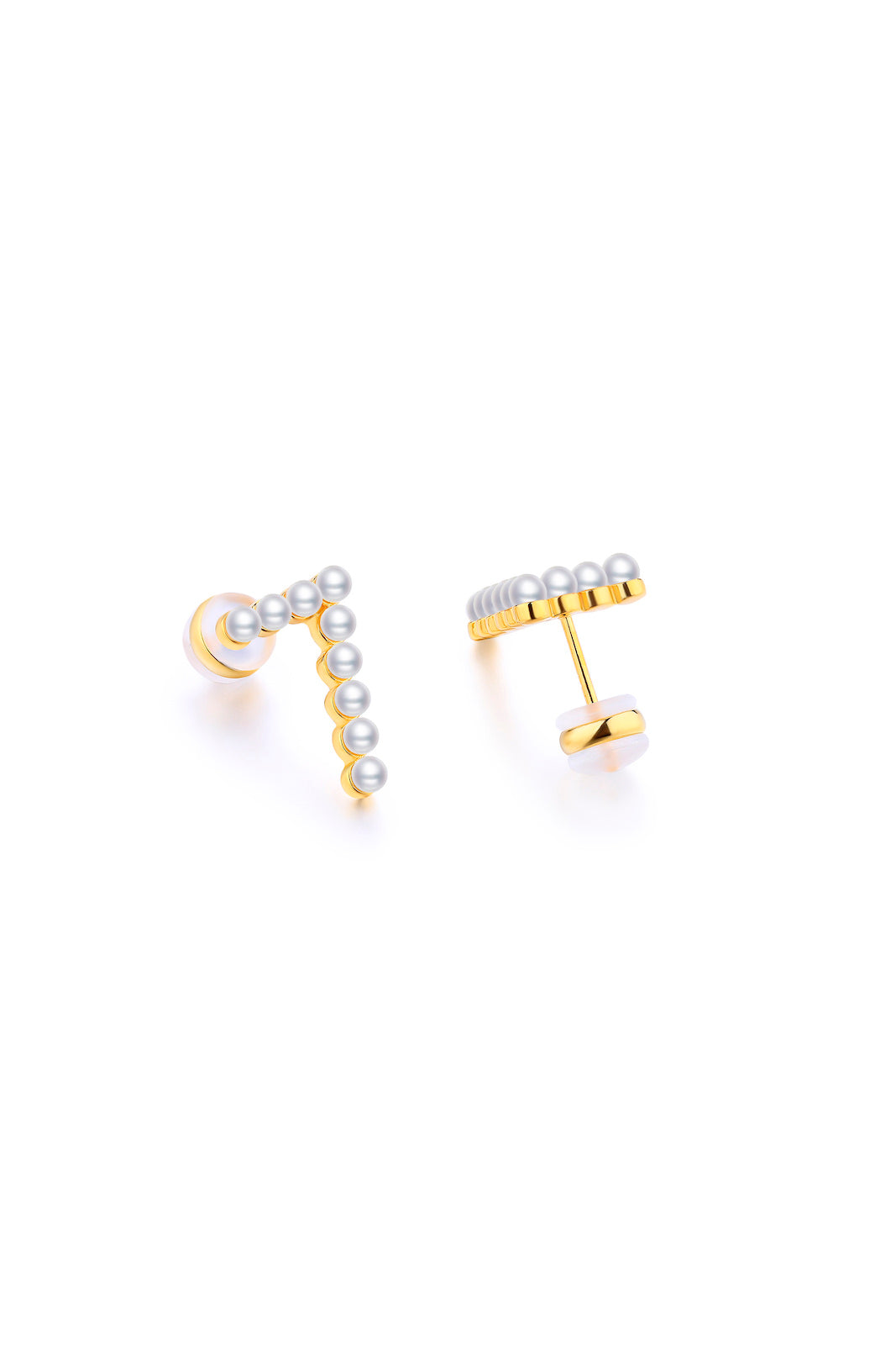 Gold Plated Silver Pearl Ear Studs - Number 7 Back View