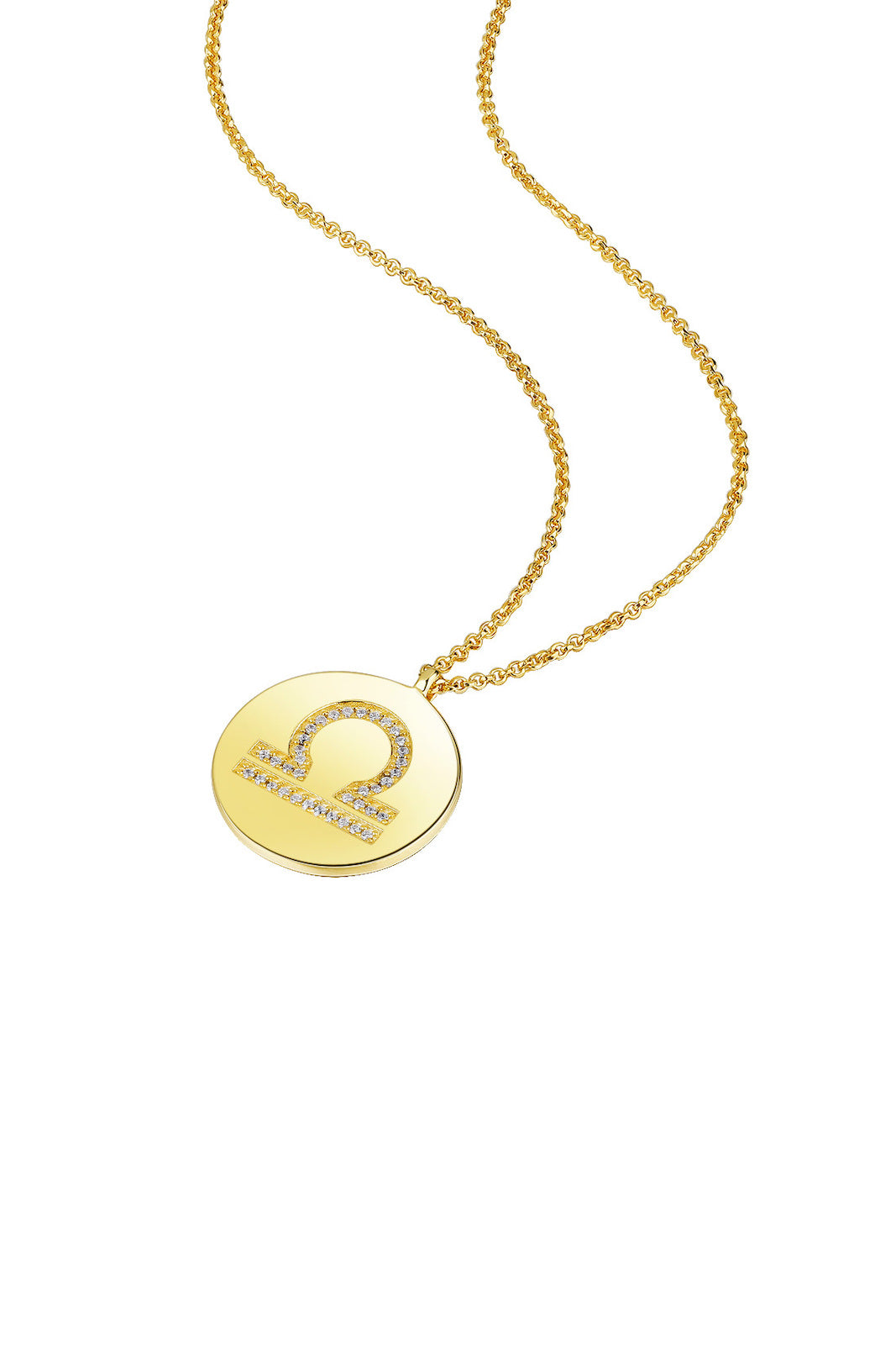 Gold Plated Silver Zodiac Necklace - Libra Side View