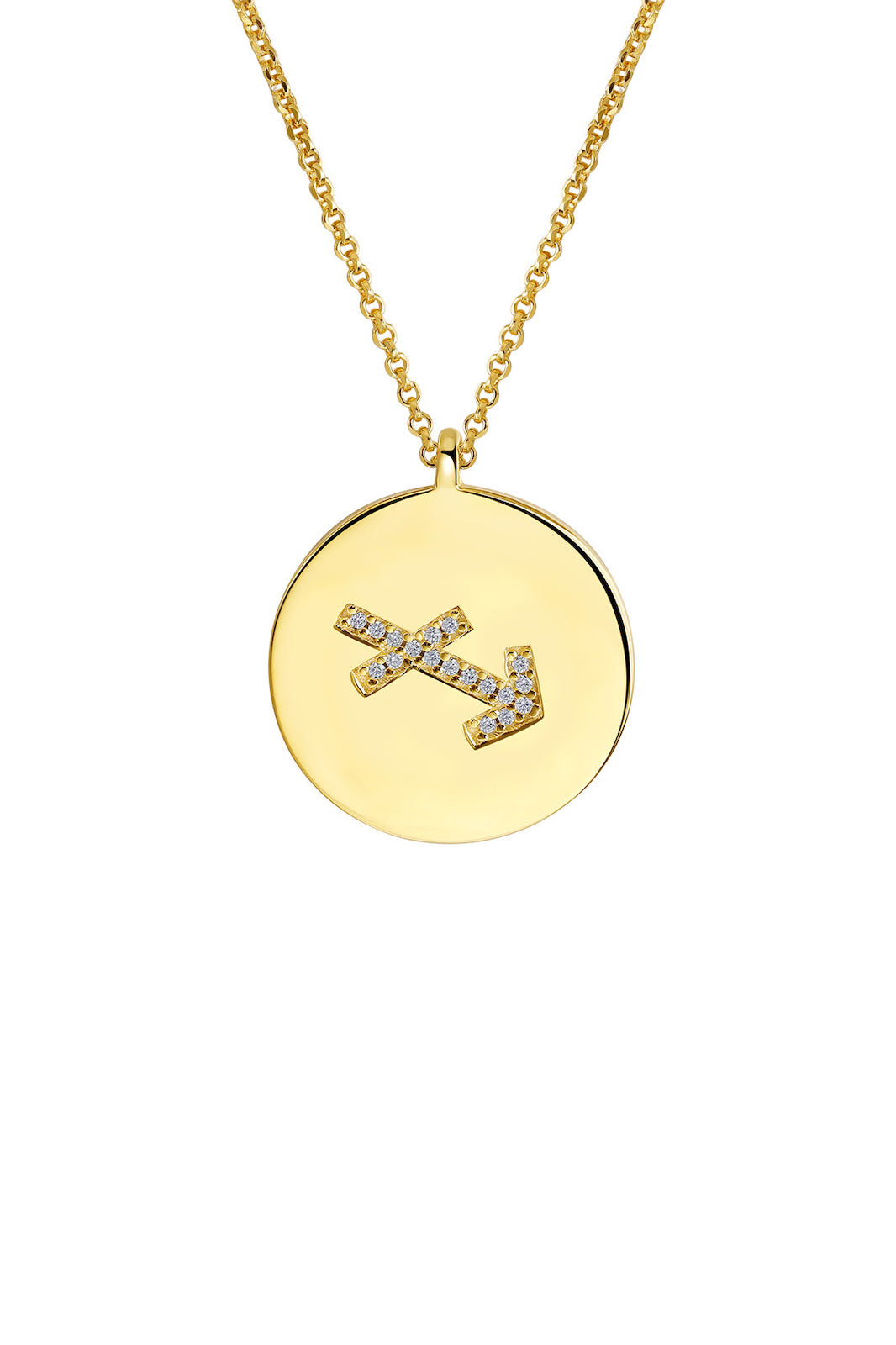 Gold Plated Silver Zodiac Necklace - Sagittarius Side View