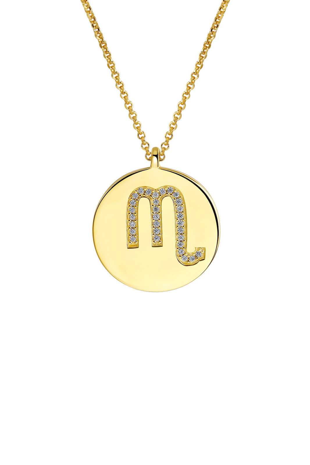 Gold Plated Silver Zodiac Necklace - Scorpio Side View