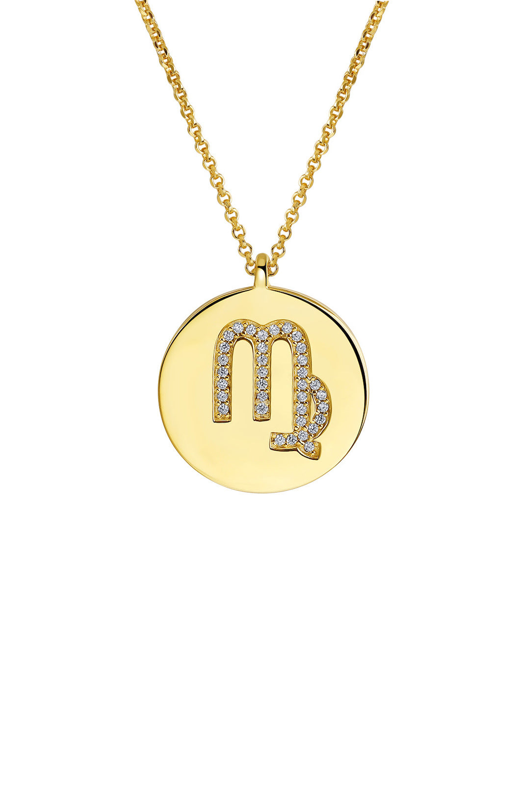 Gold Plated Silver Zodiac Necklace - Virgo Side View