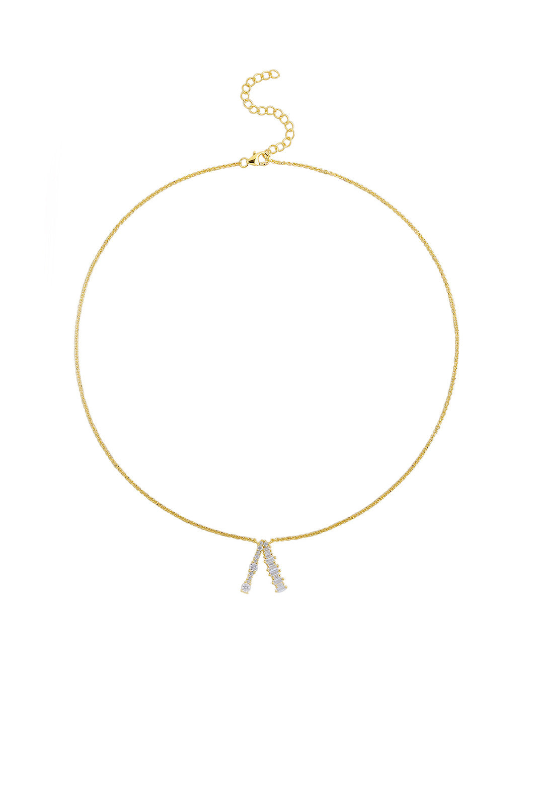 Gold Plated Sterling Silver Initial Necklace - Letter A Detail