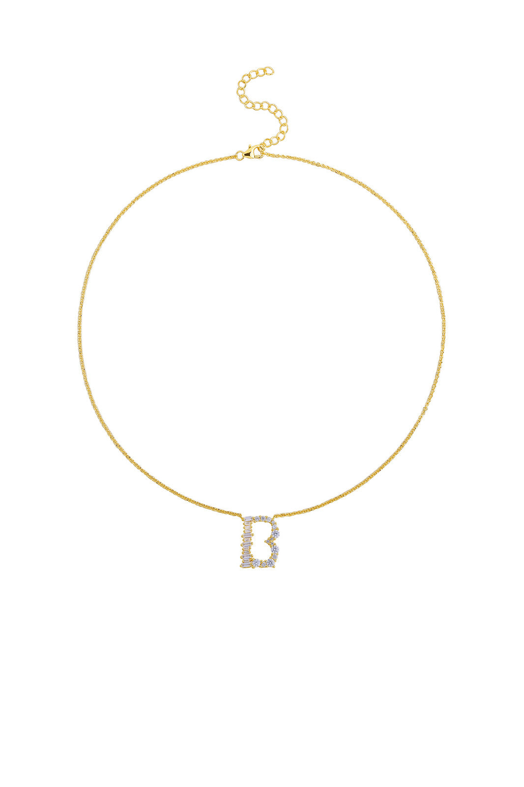 Gold Plated Sterling Silver Initial Necklace - Letter B Detail