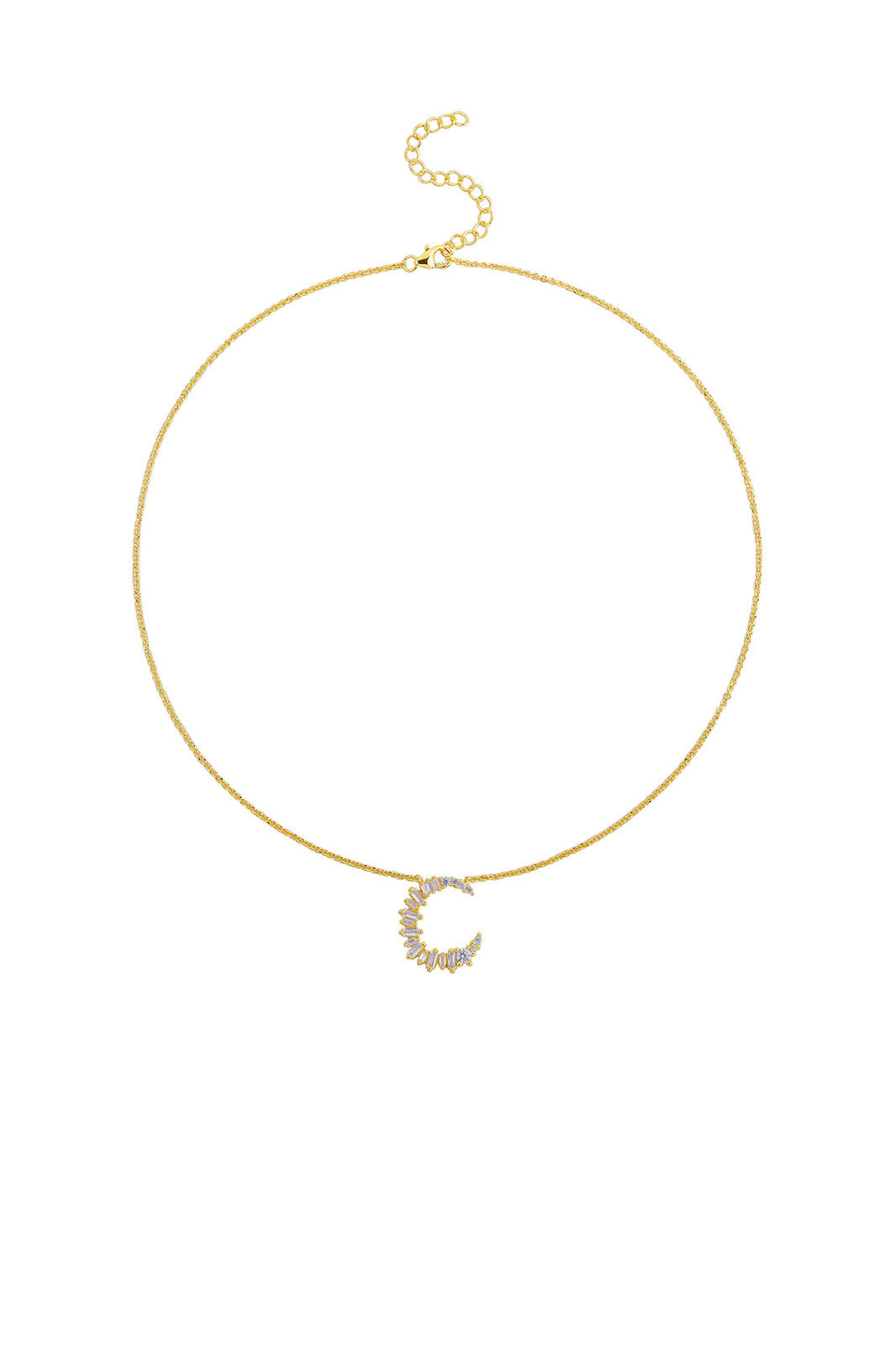 Gold Plated Sterling Silver Initial Necklace - Letter C Detail