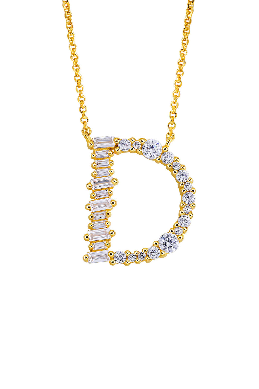 Gold Plated Sterling Silver Initial Necklace - Letter D Detail