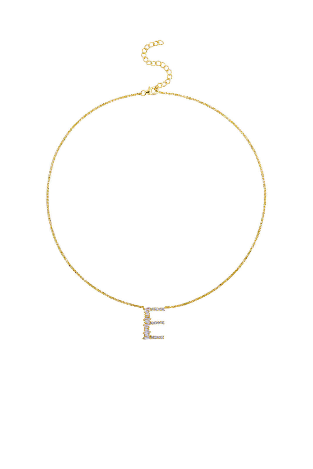 Gold Plated Sterling Silver Initial Necklace - Letter E Detail