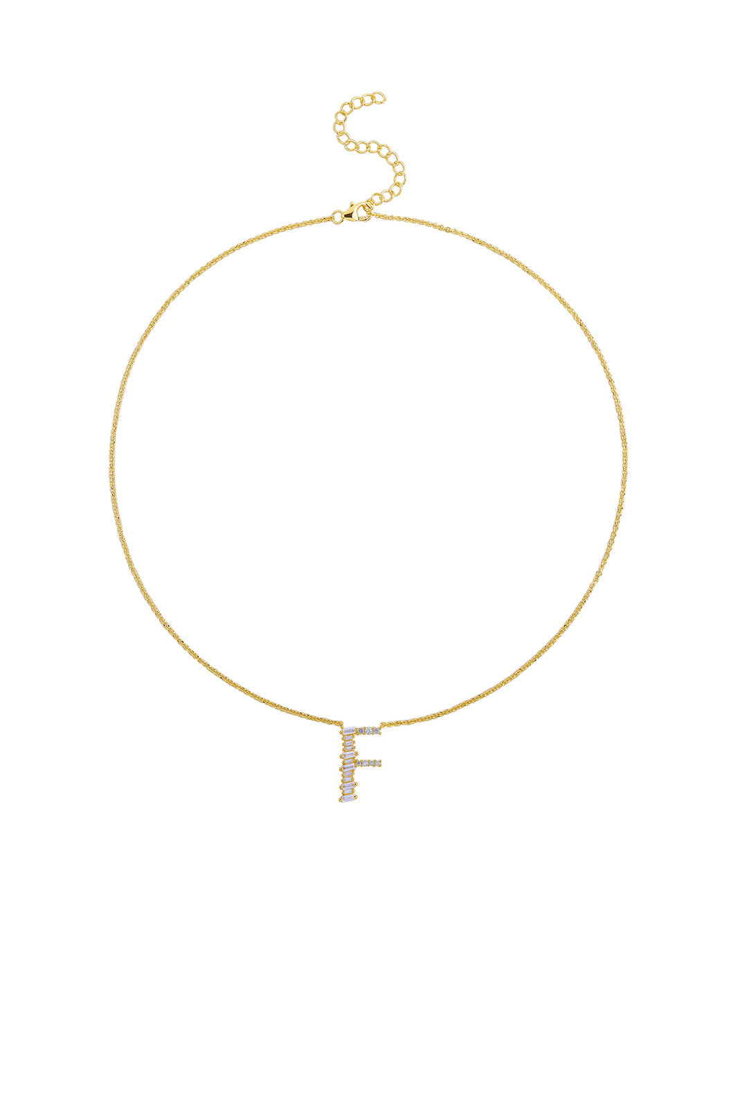 Gold Plated Sterling Silver Initial Necklace - Letter F Detail