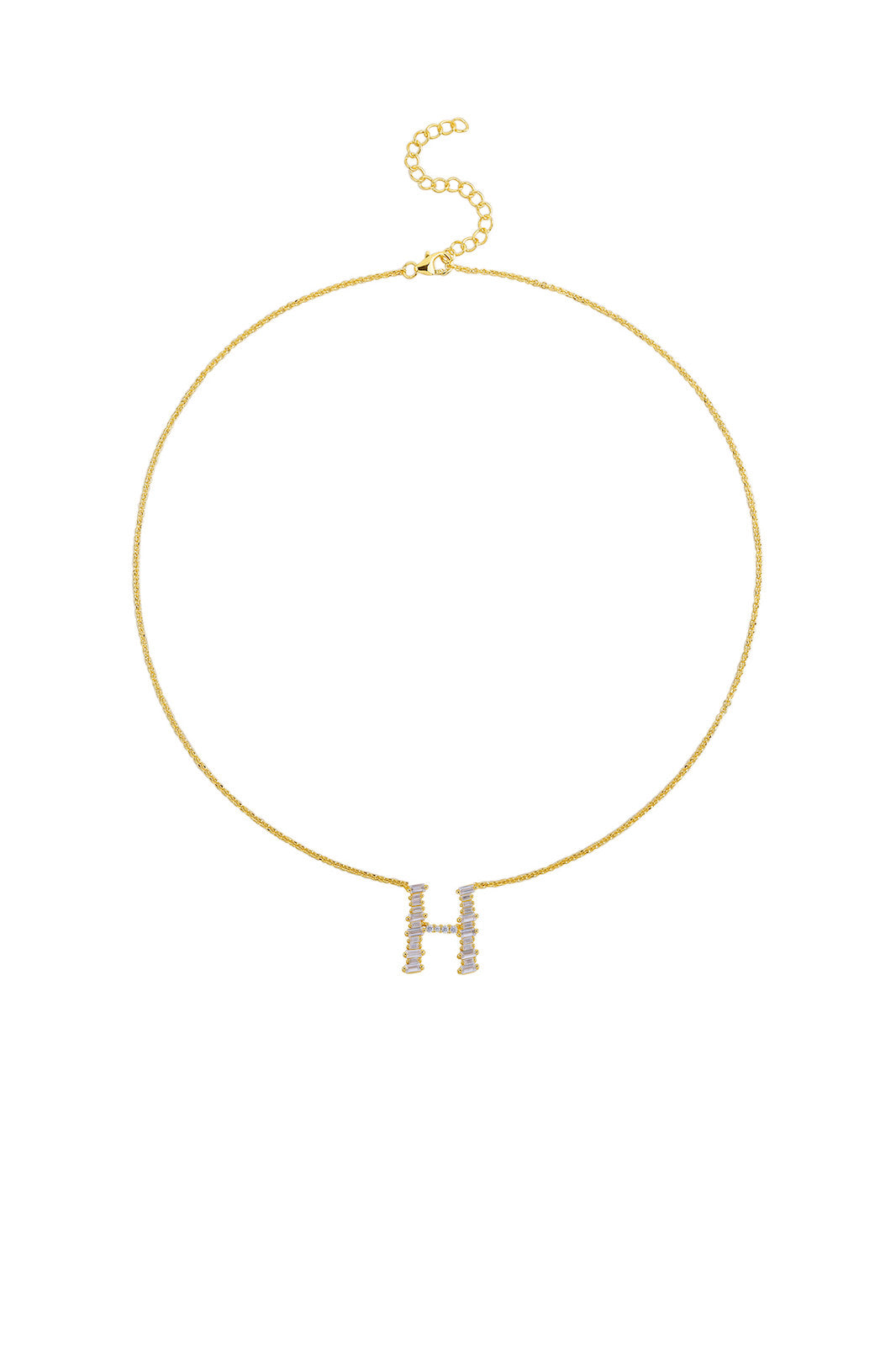 Gold Plated Sterling Silver Initial Necklace - Letter H Detail