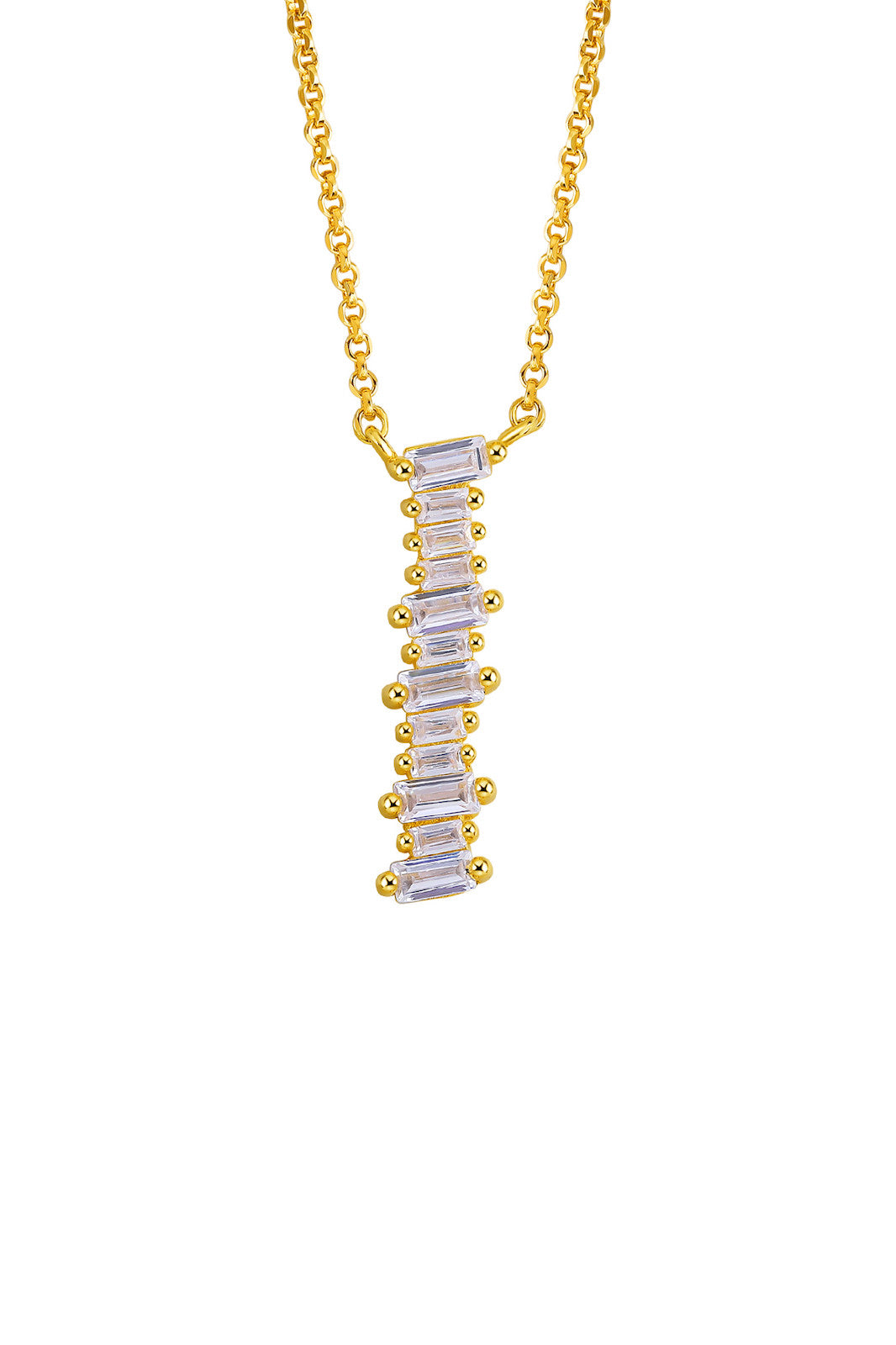 Gold Plated Sterling Silver Initial Necklace - Letter I Detail