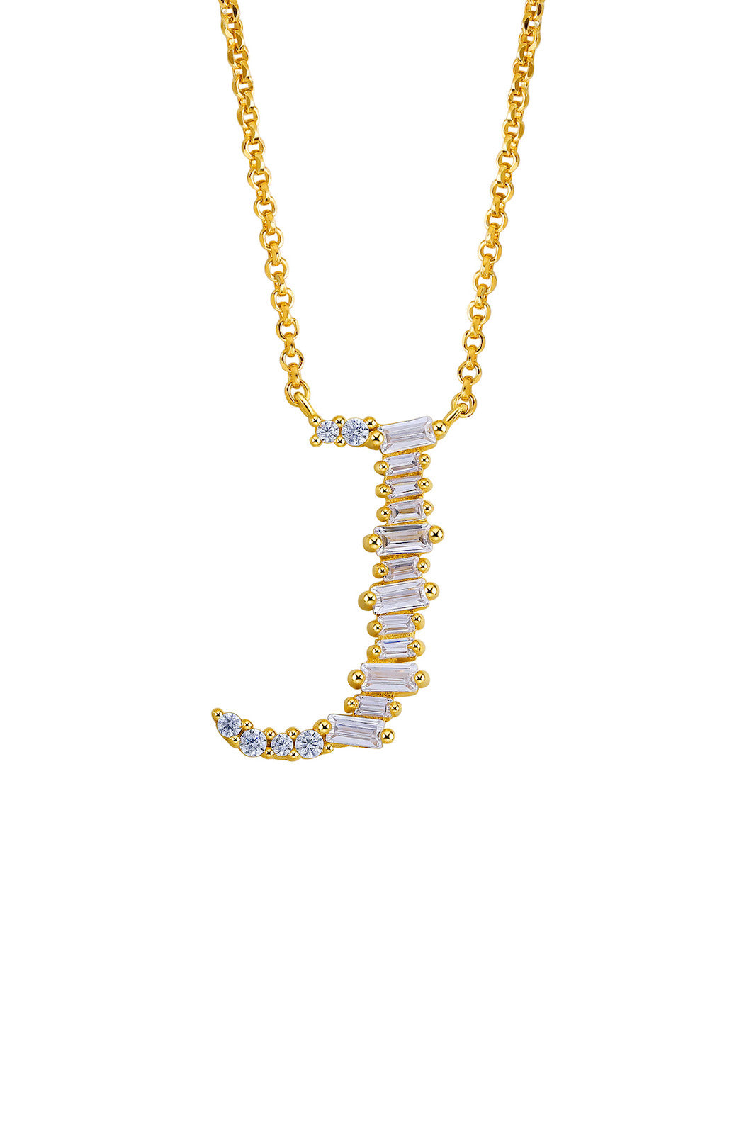Gold Plated Sterling Silver Initial Necklace - Letter J Detail