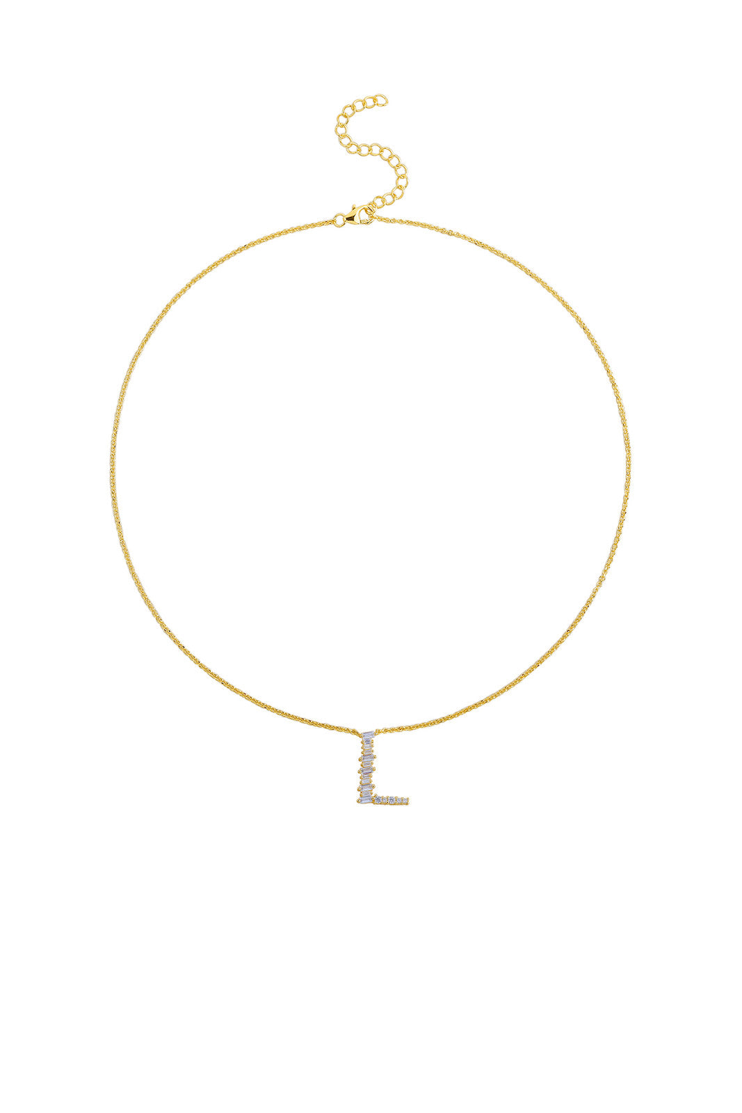 Gold Plated Sterling Silver Initial Necklace - Letter L Detail