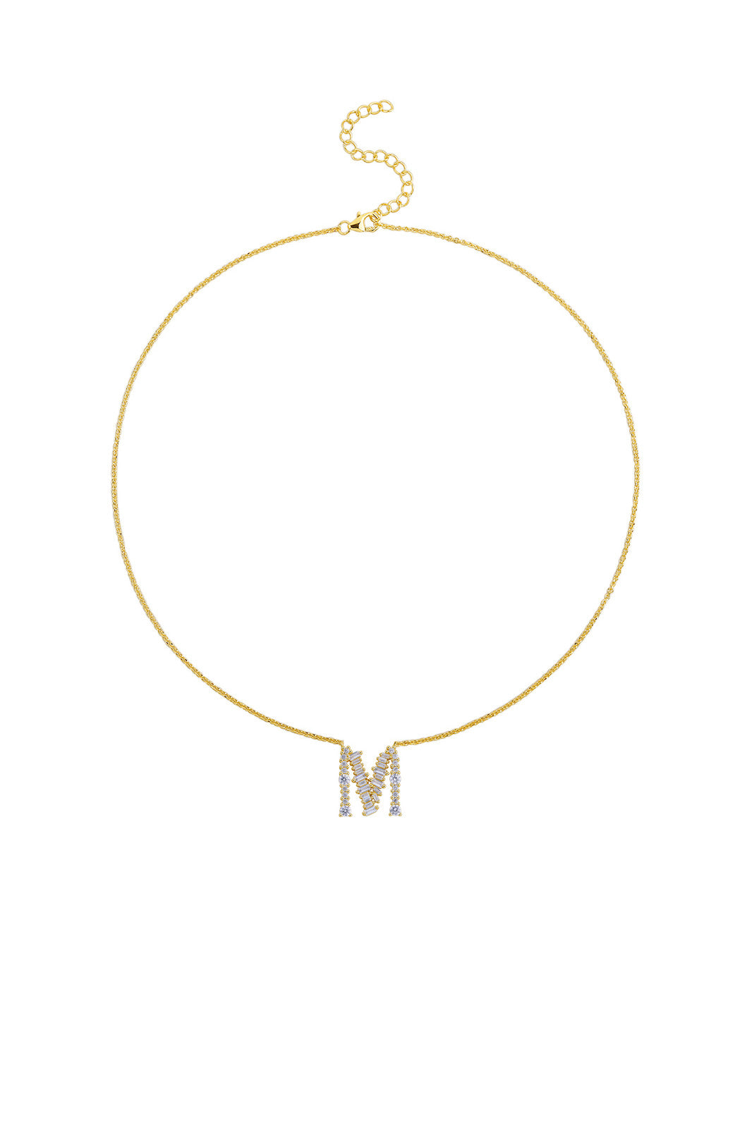 Gold Plated Sterling Silver Initial Necklace - Letter M Detail