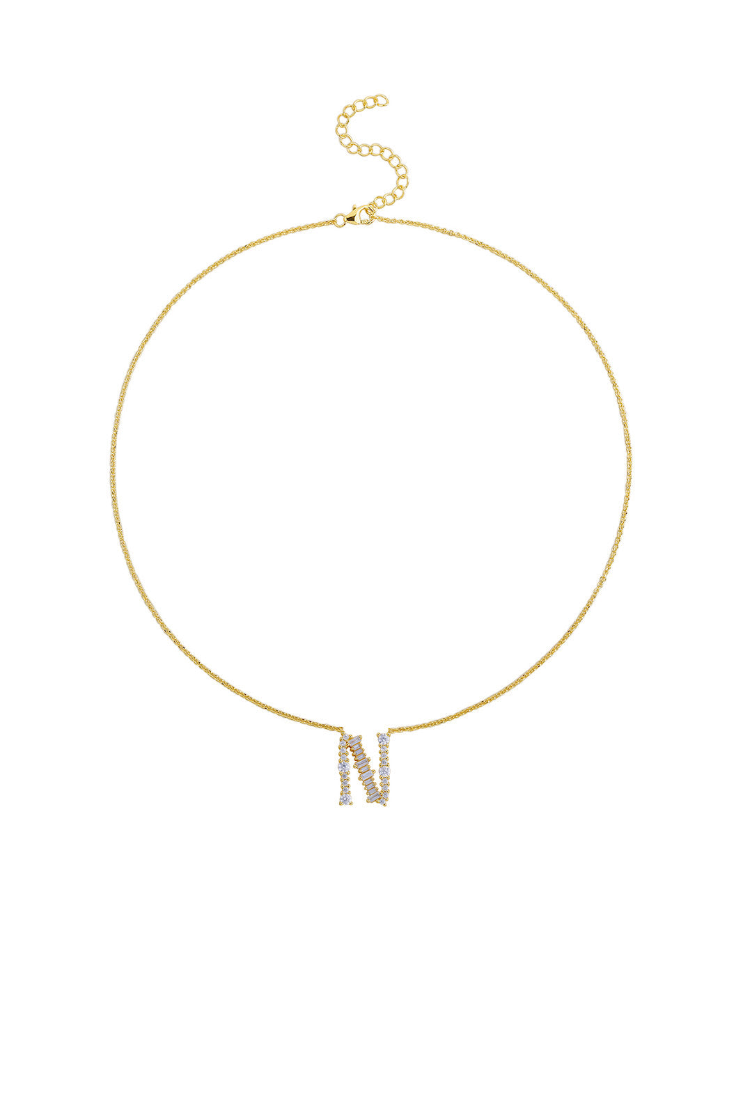Gold Plated Sterling Silver Initial Necklace - Letter N Detail
