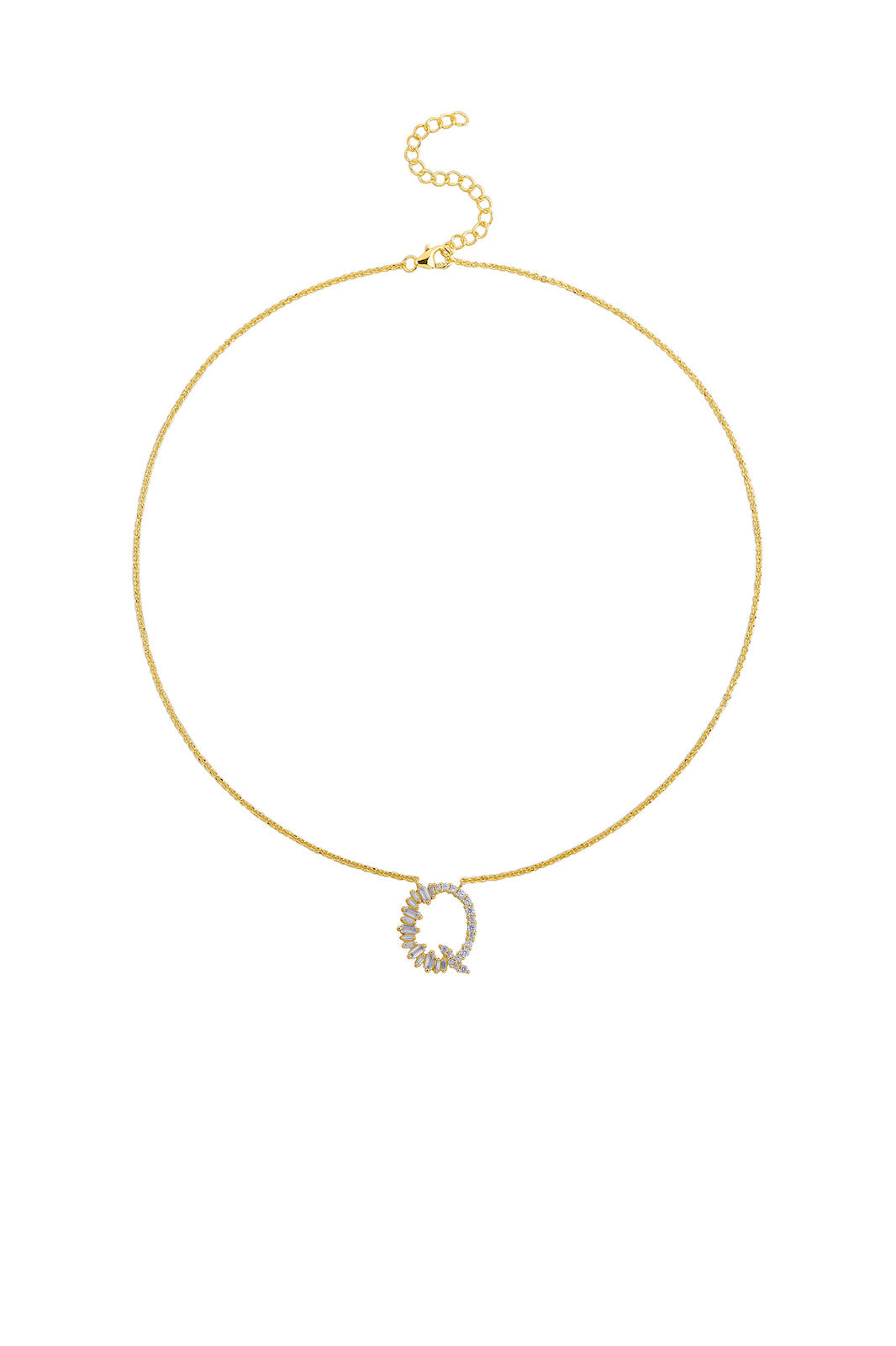 Gold Plated Sterling Silver Initial Necklace - Letter Q Detail
