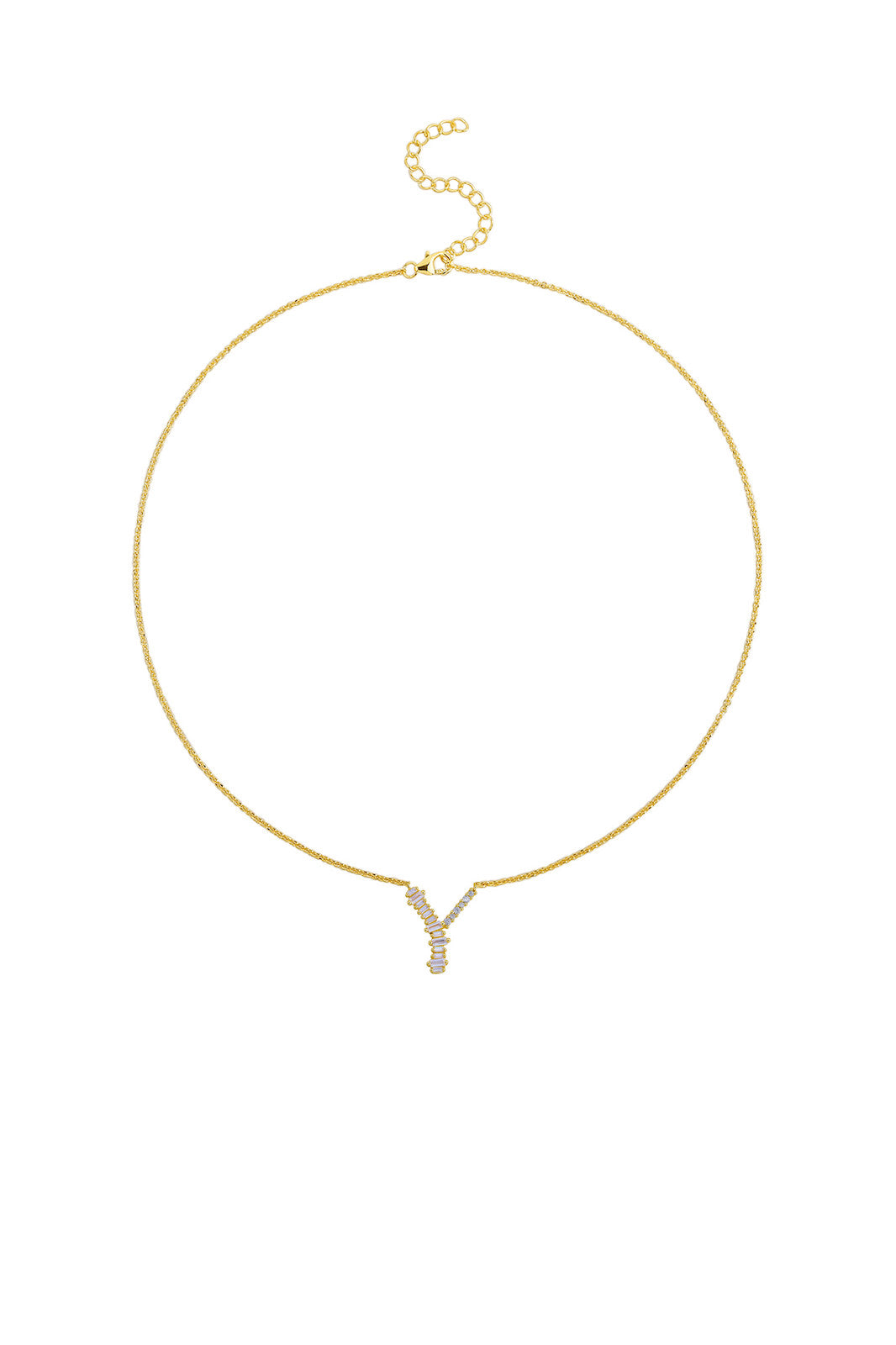 Gold Plated Sterling Silver Initial Necklace - Letter Y Detail