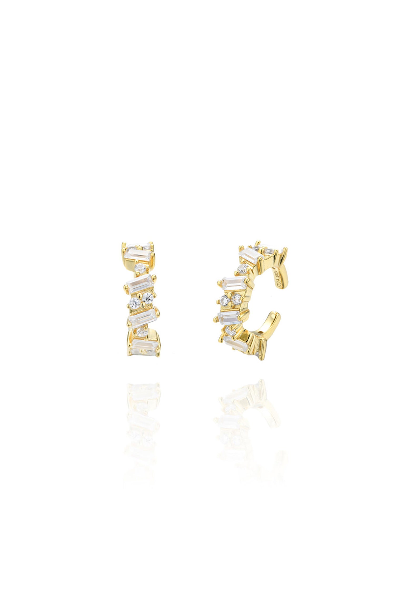  Irregular Set Sparkle Ear Cuff 14k Gold Plated Sterling Silver White Background