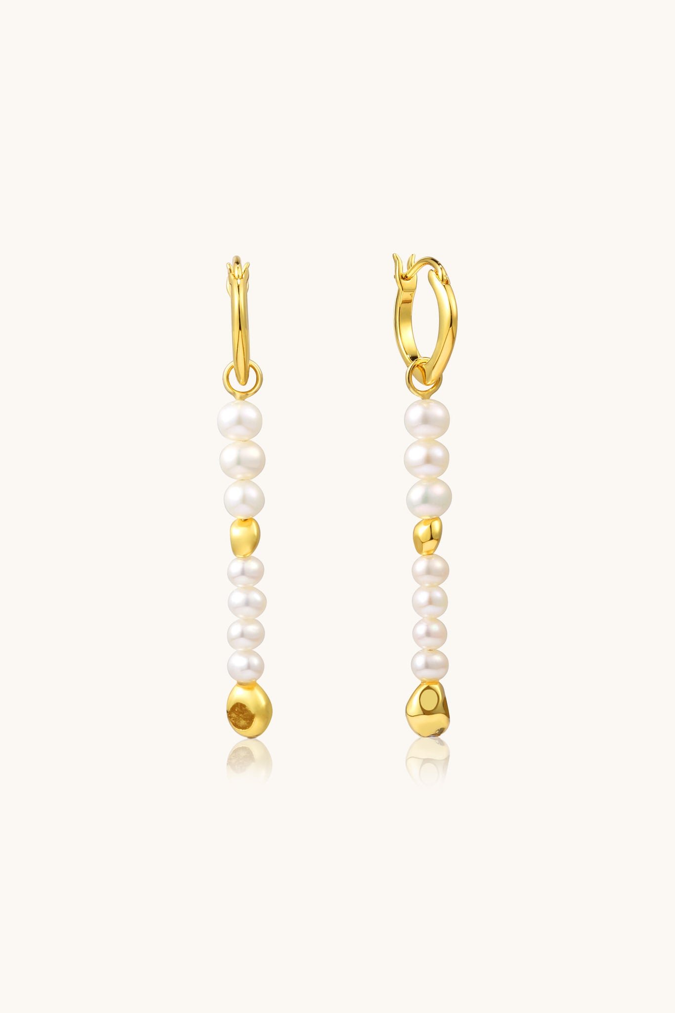 Round Freshwater Pearl with Gold Vermeil Beads Earrings