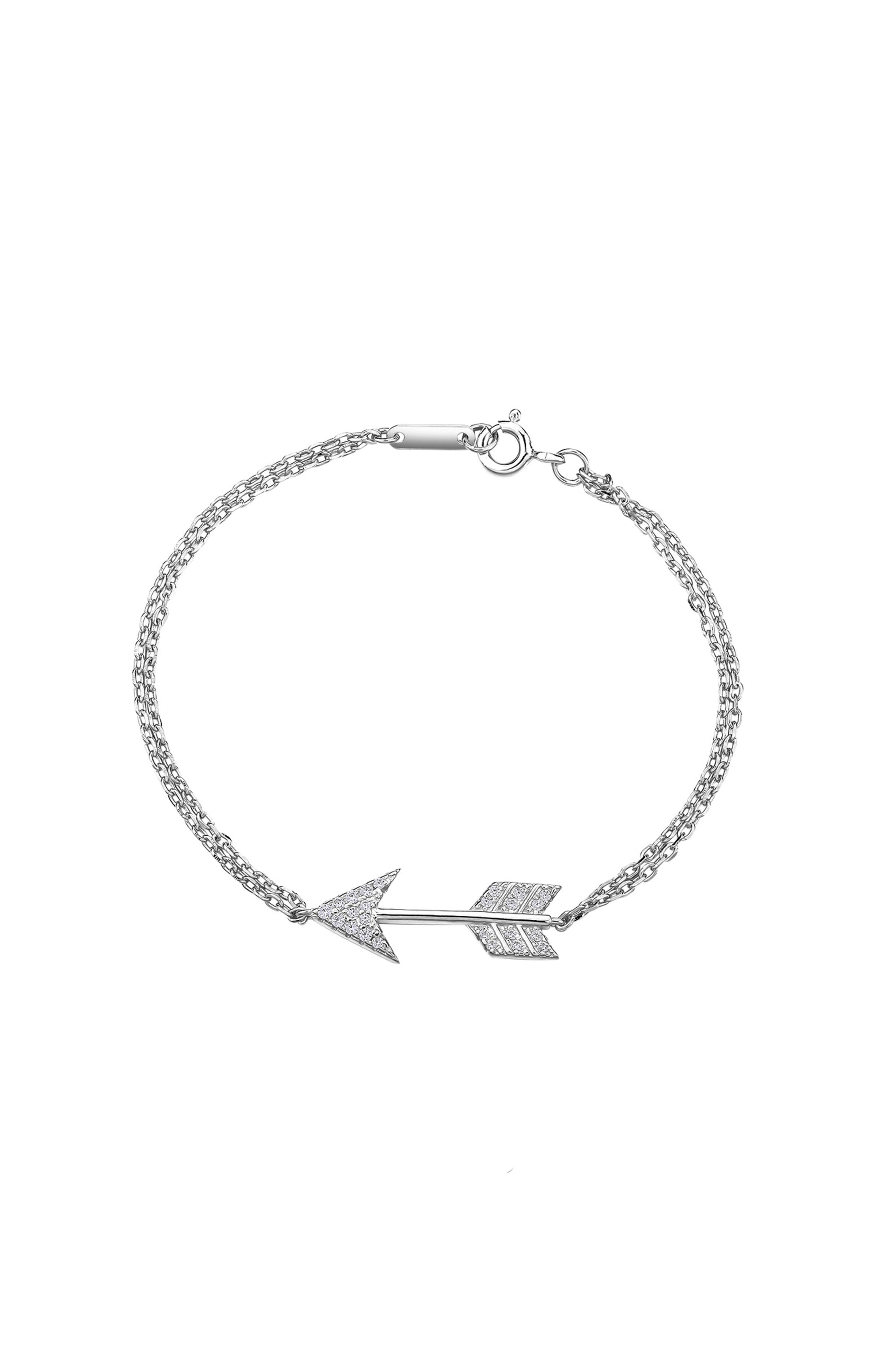 Sterling Silver Double Chain Arrow Bracelet  Front